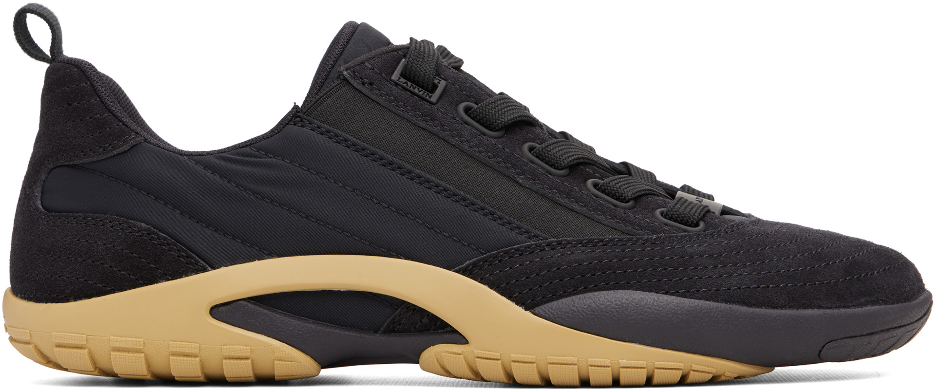 Lanvin - Baskets noires en suède à laçage