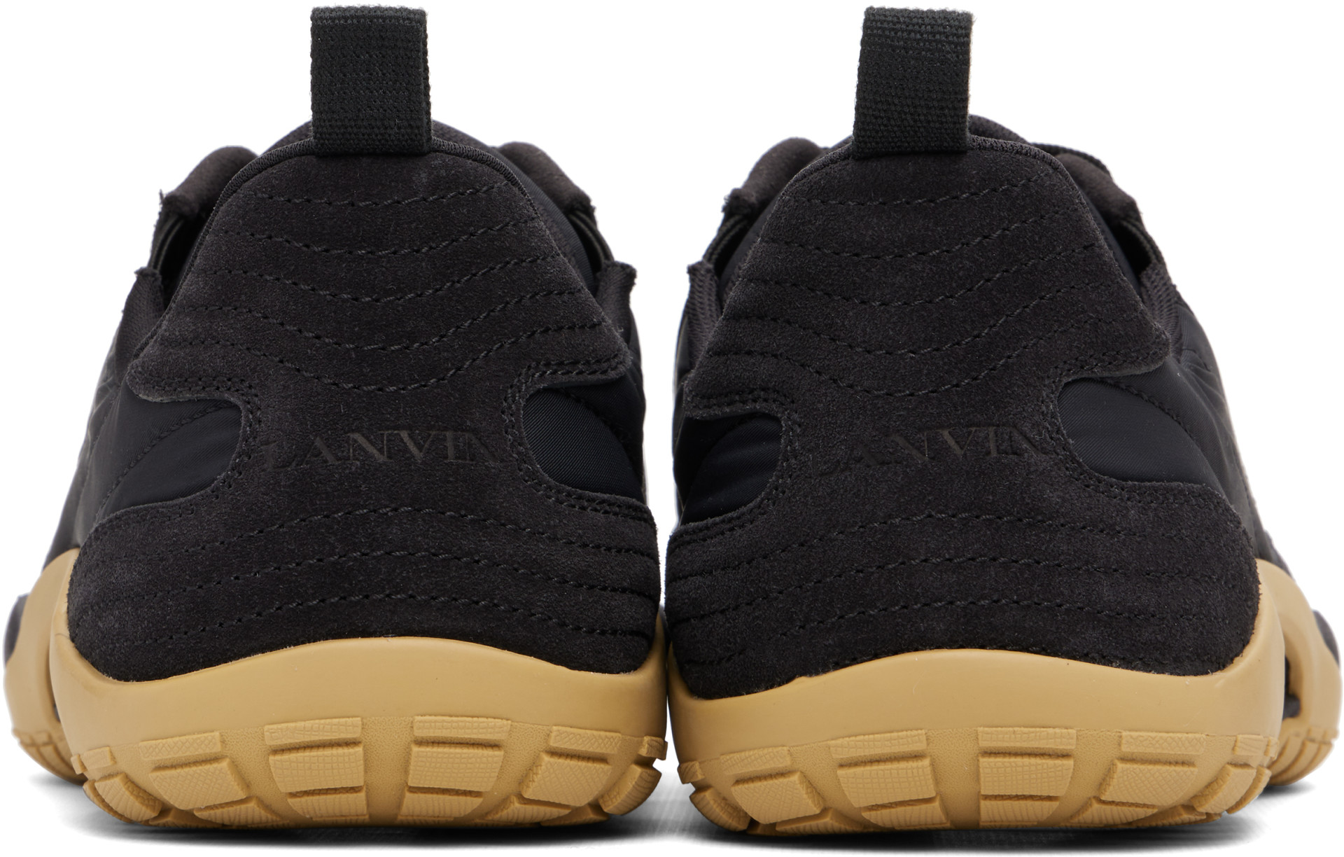 Lanvin - Baskets noires en suède à laçage