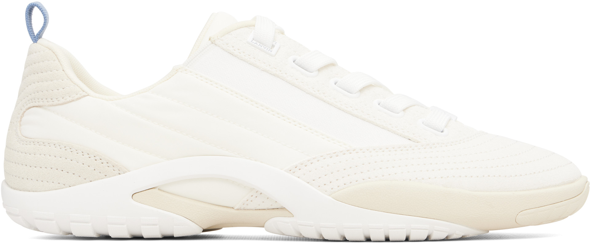 Lanvin: White New Soccer Lace Up Leather Sneakers | SSENSE Canada
