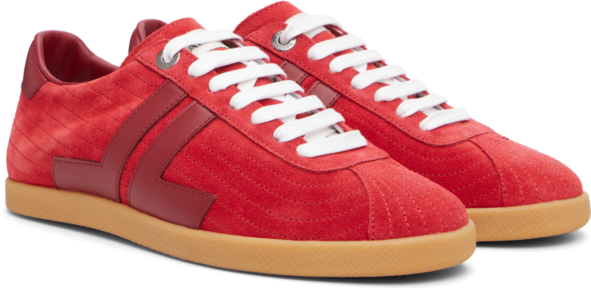 Lanvin - Baskets Glen rouges en cuir