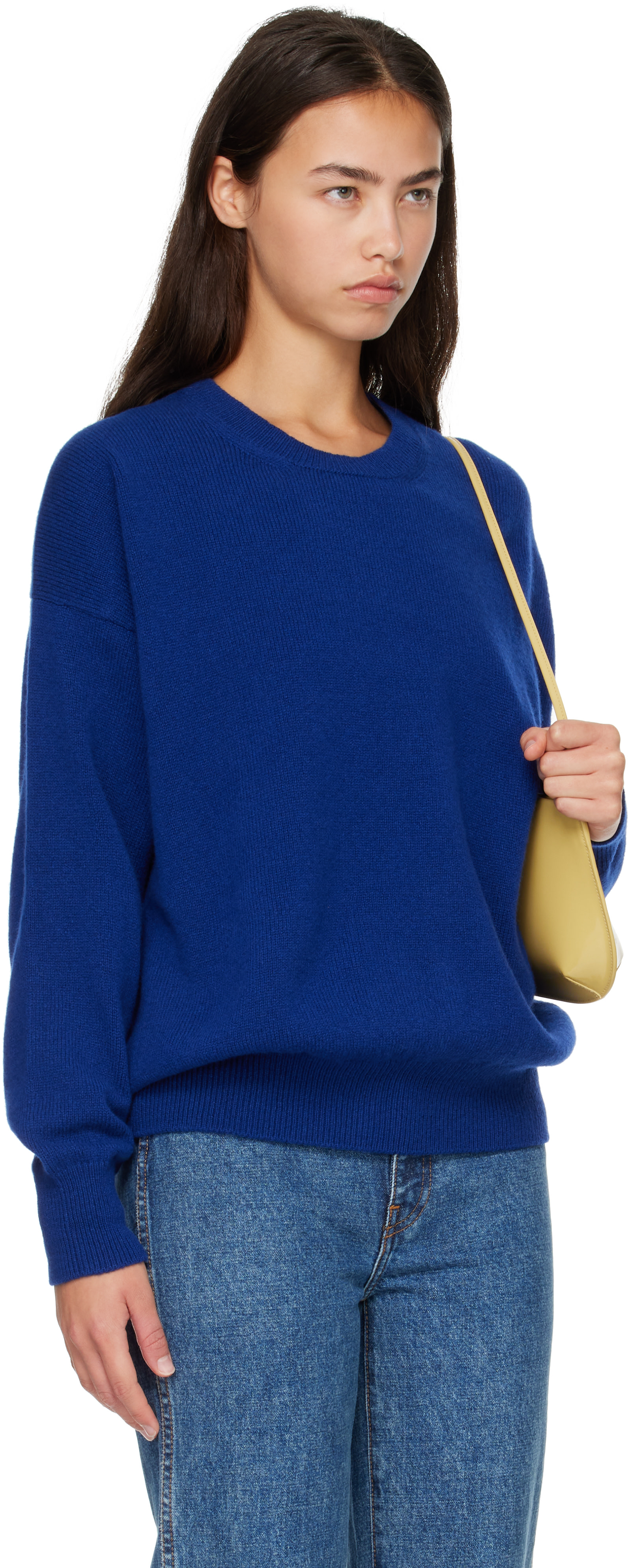 &Daughter - Pull décontracté Innes bleu à col ras du cou