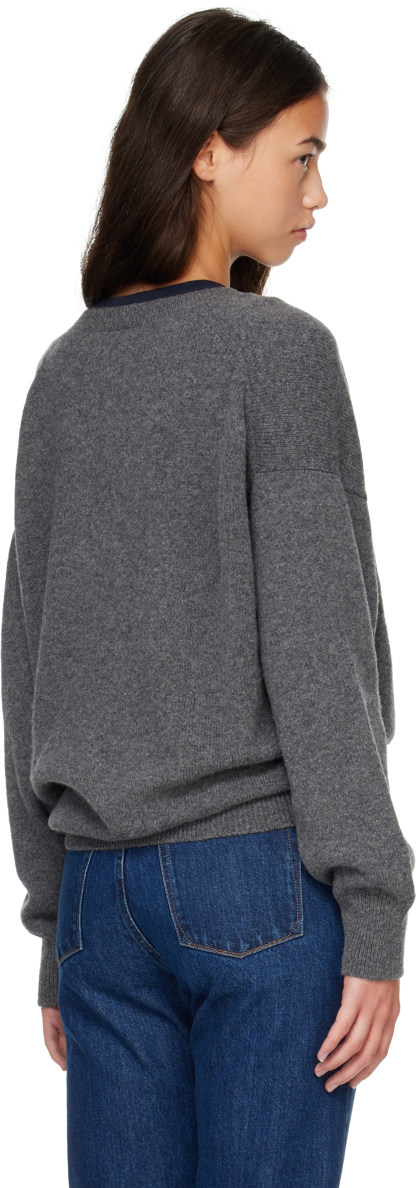 &Daughter - Pull décontracté Innes gris à col en V