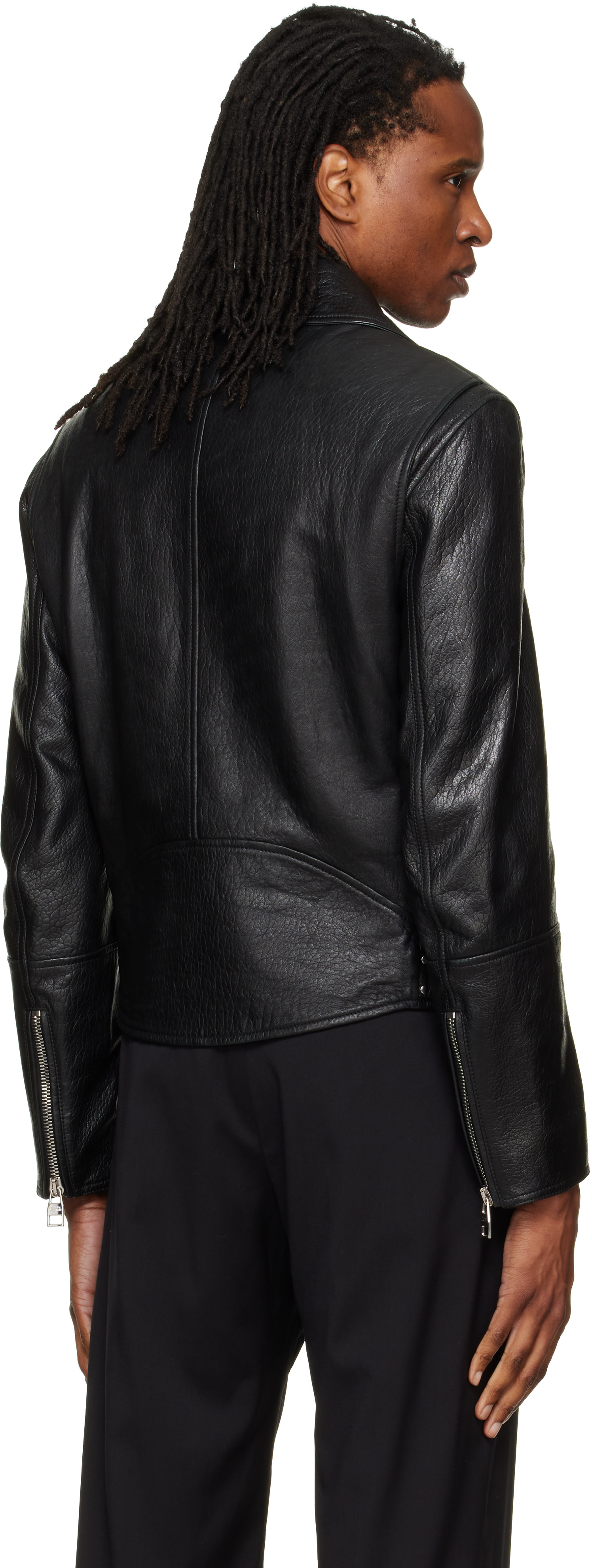 McQueen - Black Classic Biker Leather Jacket