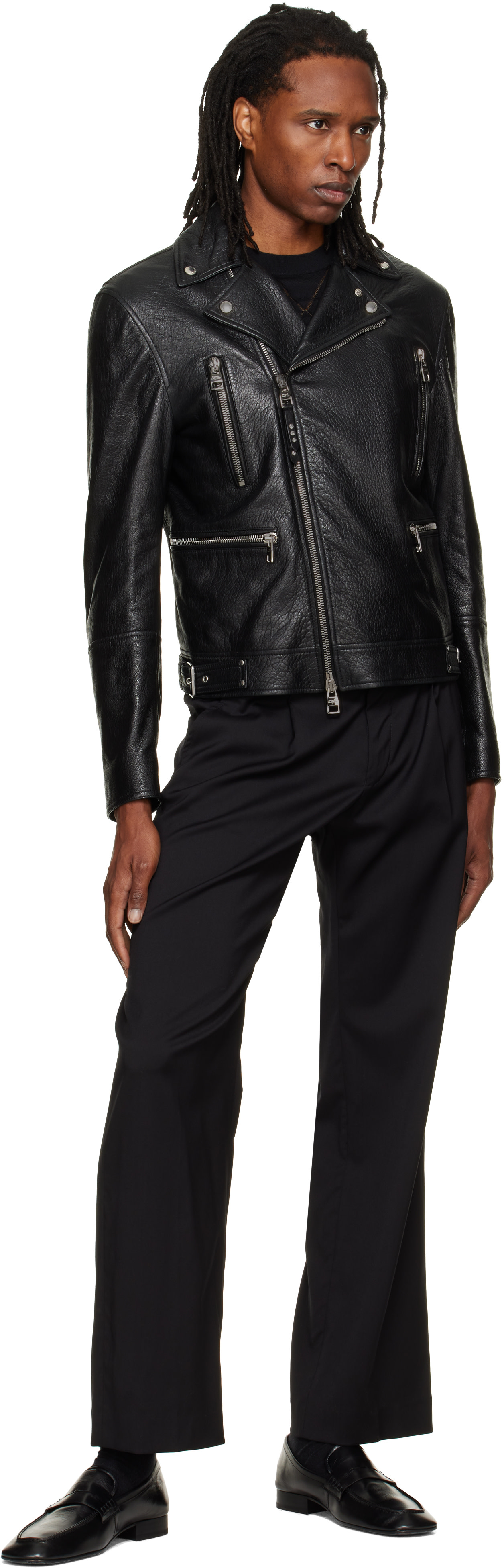 McQueen - Black Classic Biker Leather Jacket
