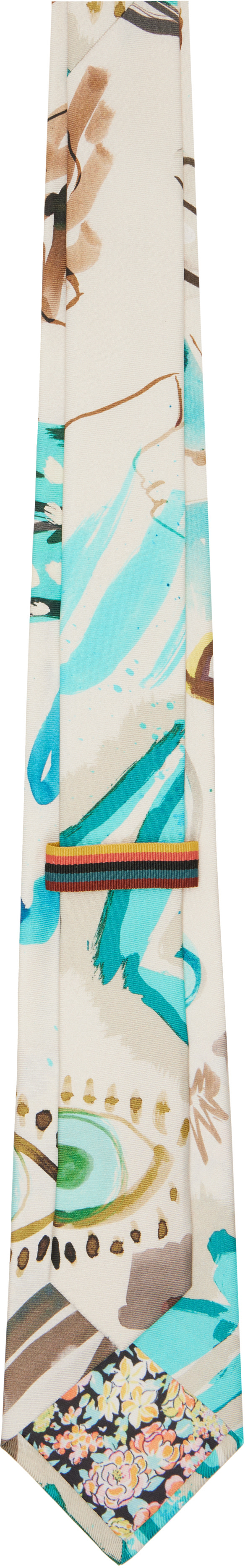 Paul Smith - Off-White Silk 'Inkworks' Tie