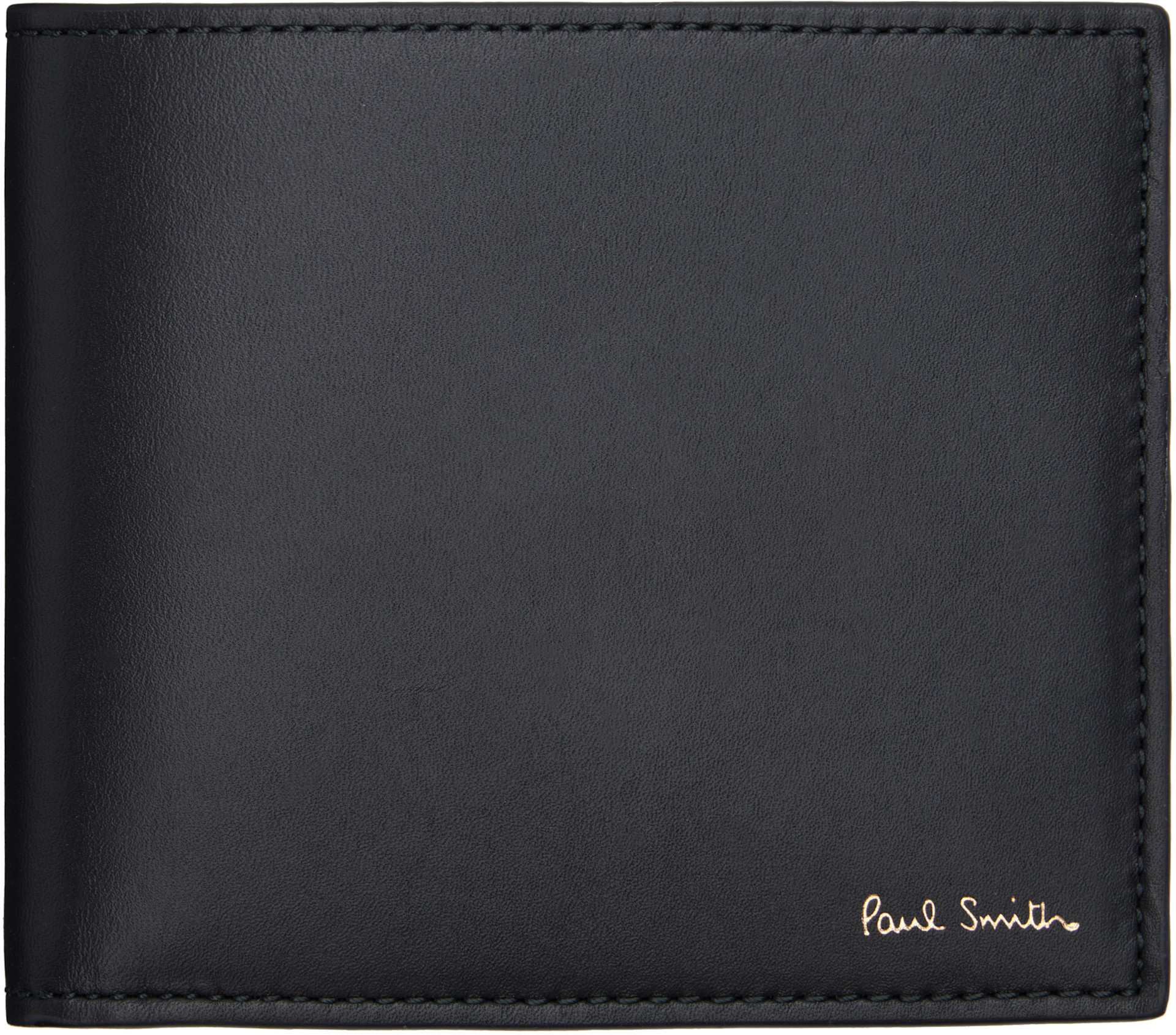 Paul Smith: Black Leather 'Signature Stripe' Interior Billfold
