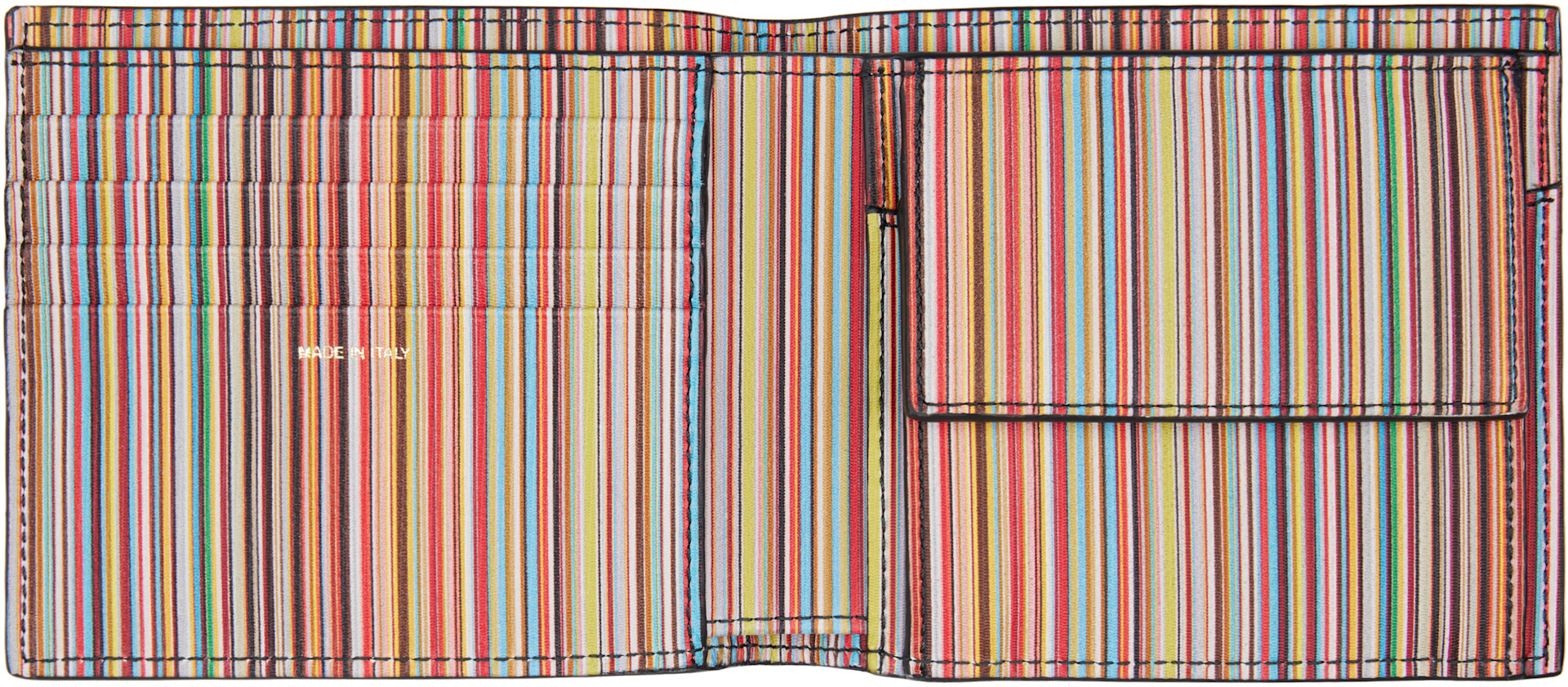 Paul Smith: Black Leather 'Signature Stripe' Interior Billfold