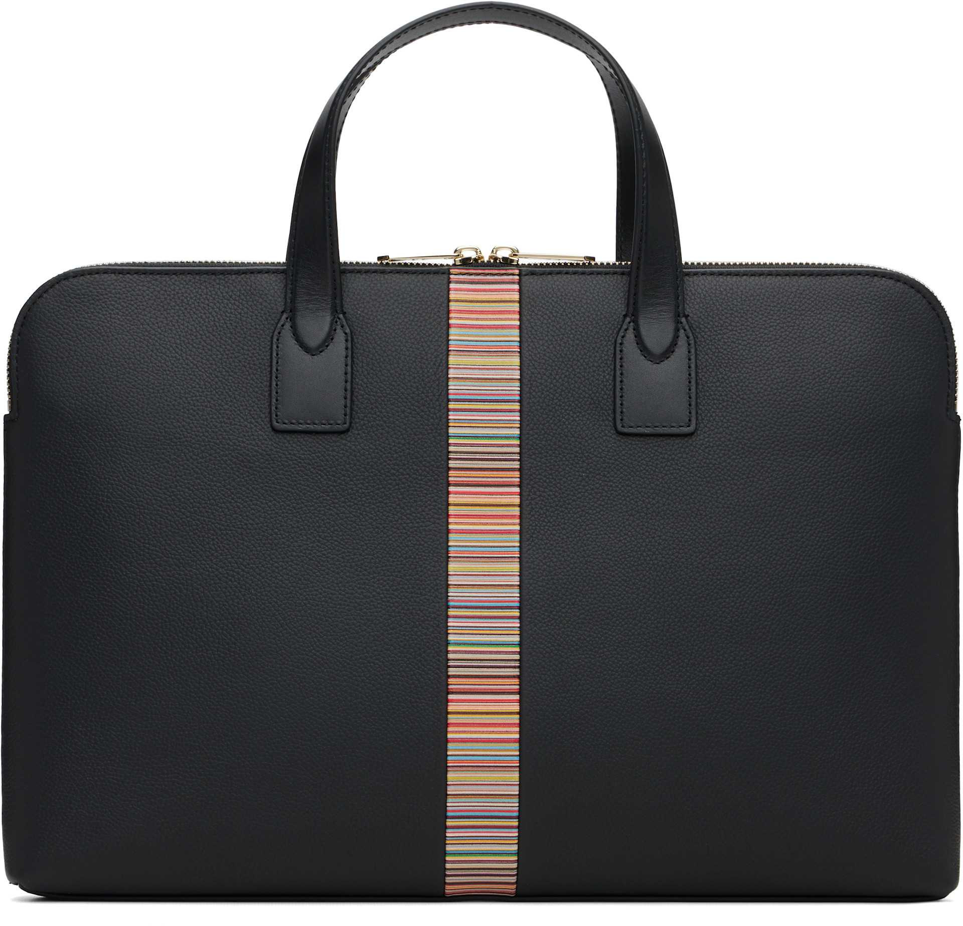 Paul Smith: Black 'Signature Stripe' Slim Folio Briefcase | SSENSE