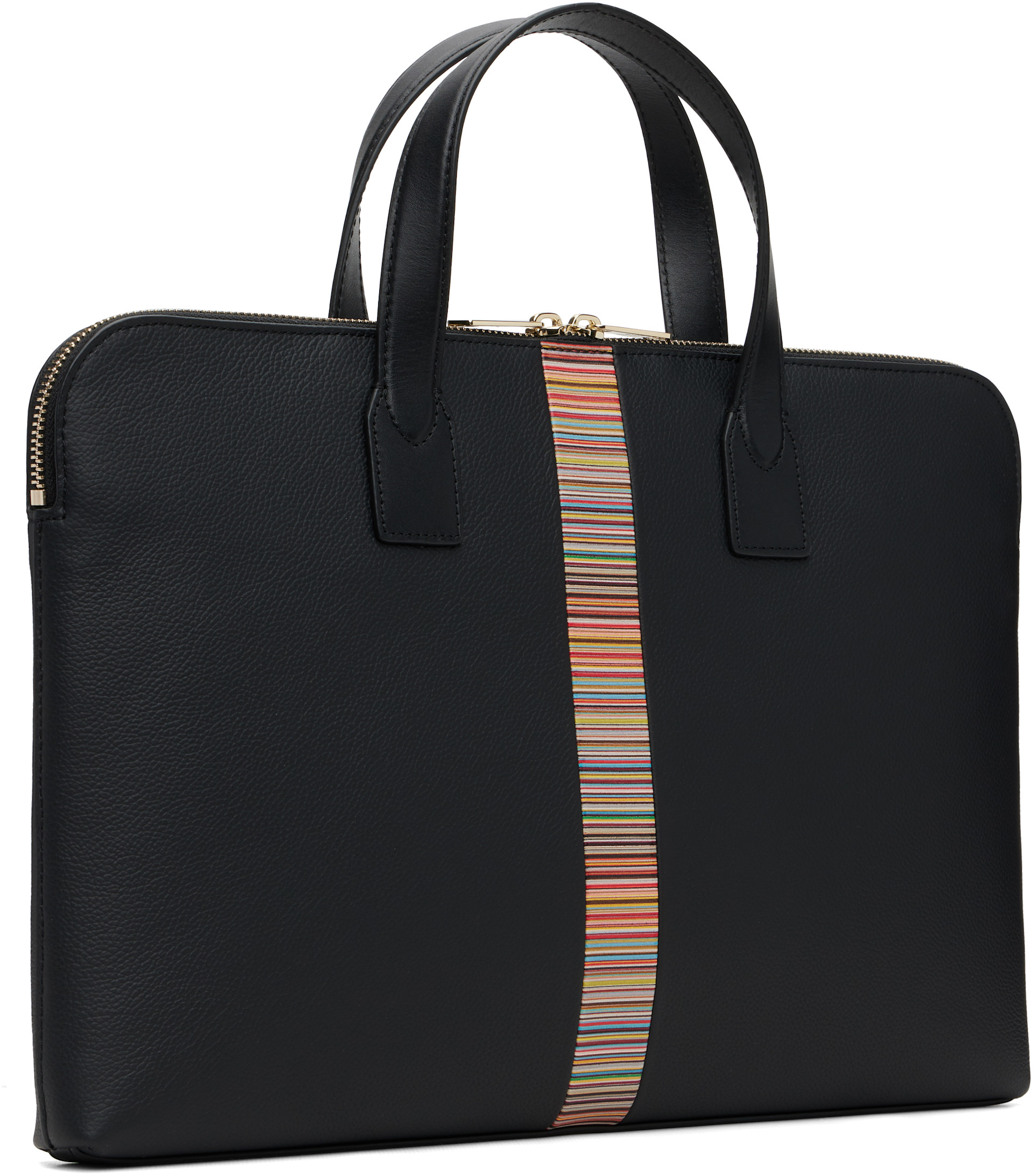 Paul Smith - Black 'Signature Stripe' Slim Folio Briefcase