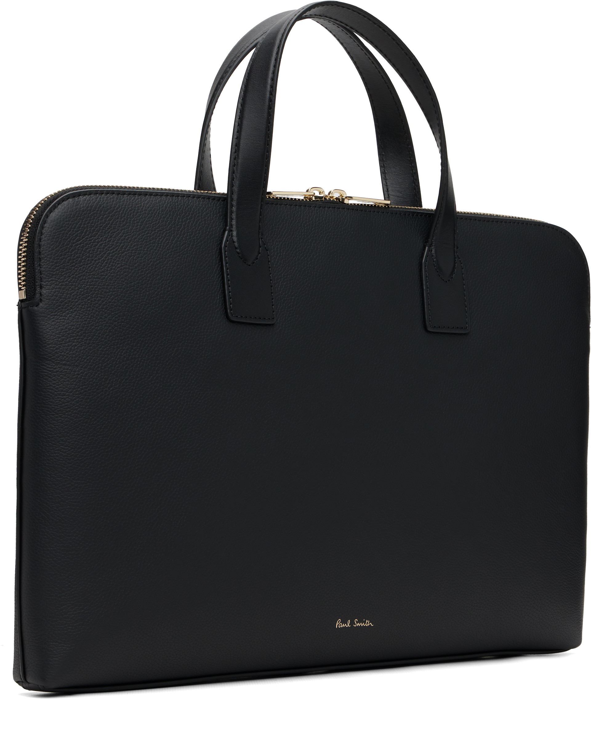 Paul Smith ケース 黒 Paul Smith: Black 'Signature Stripe' Slim Folio Briefcase | SSENSE