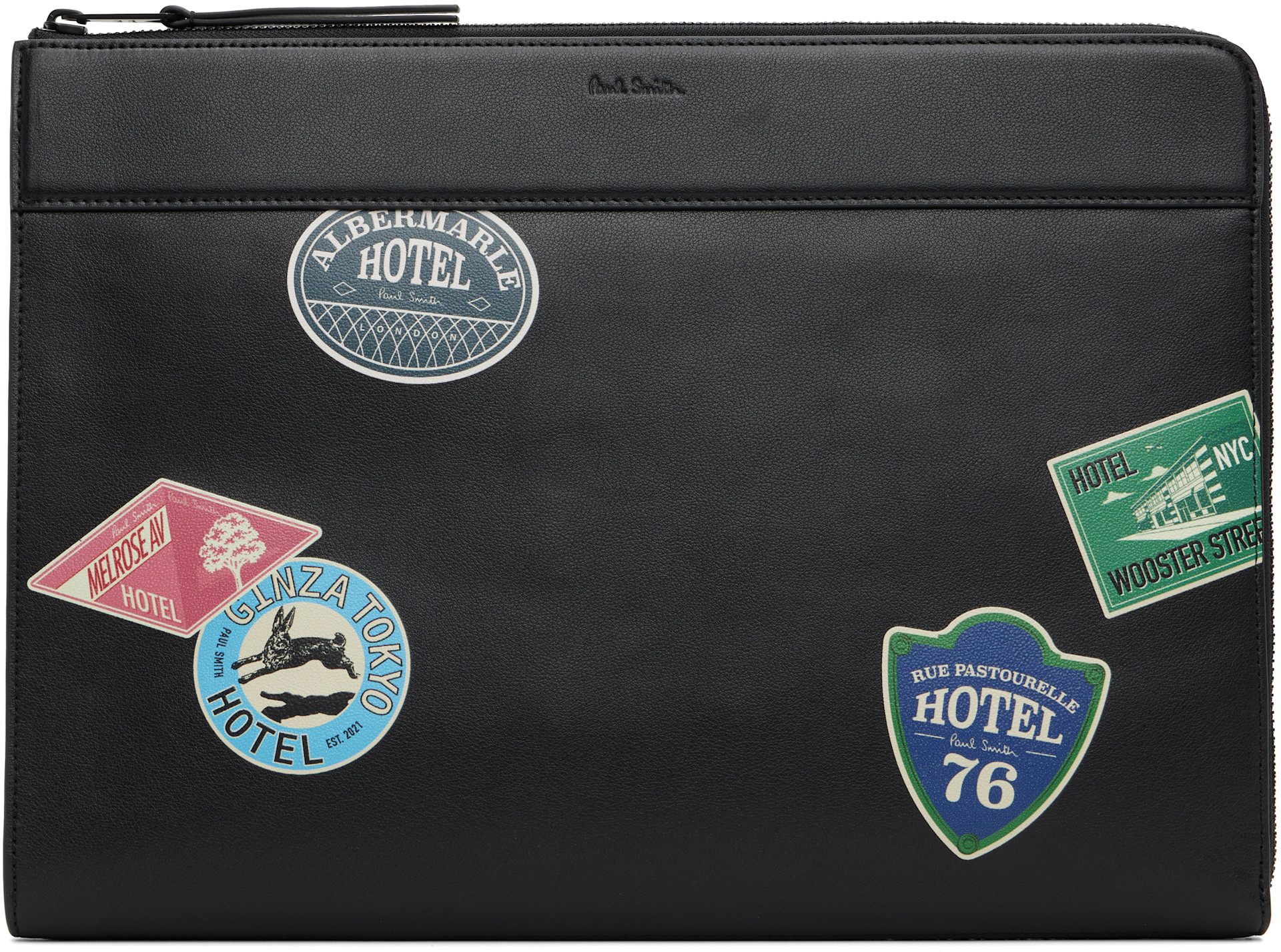 Paul Smith - Black 'Hotel Stickers' Document Case