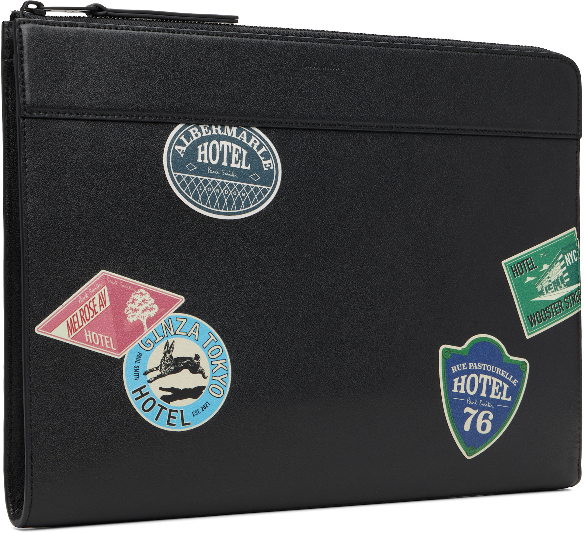 Paul Smith - Black 'Hotel Stickers' Document Case