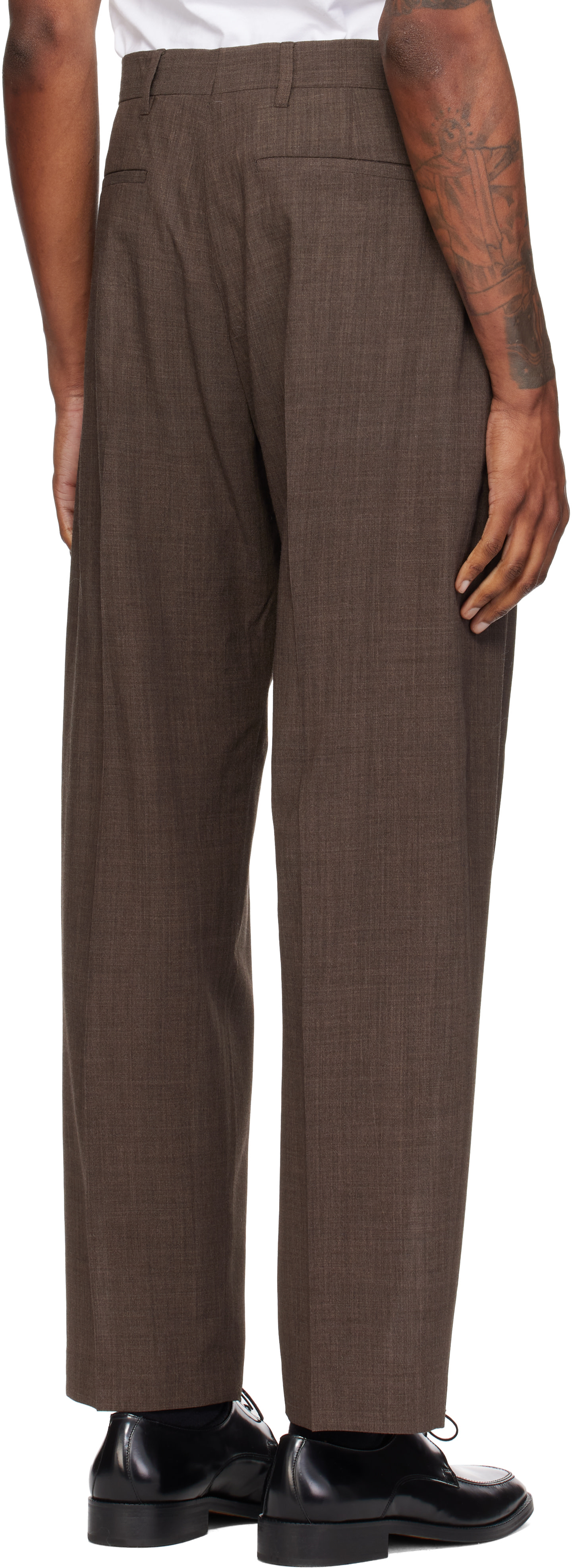Paul Smith: Brown Crepe Viscose-Wool Trousers | SSENSE