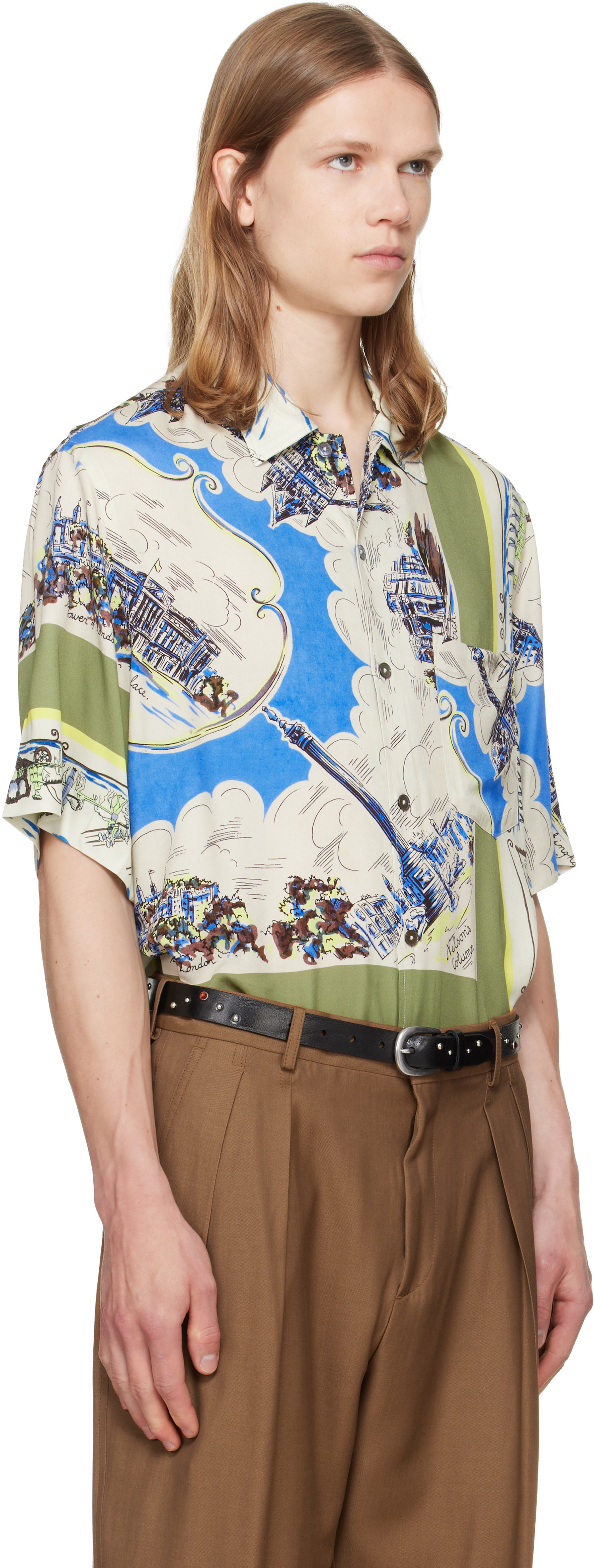 Paul Smith: Multicolor 'London Scarf' Print Viscose Shirt | SSENSE