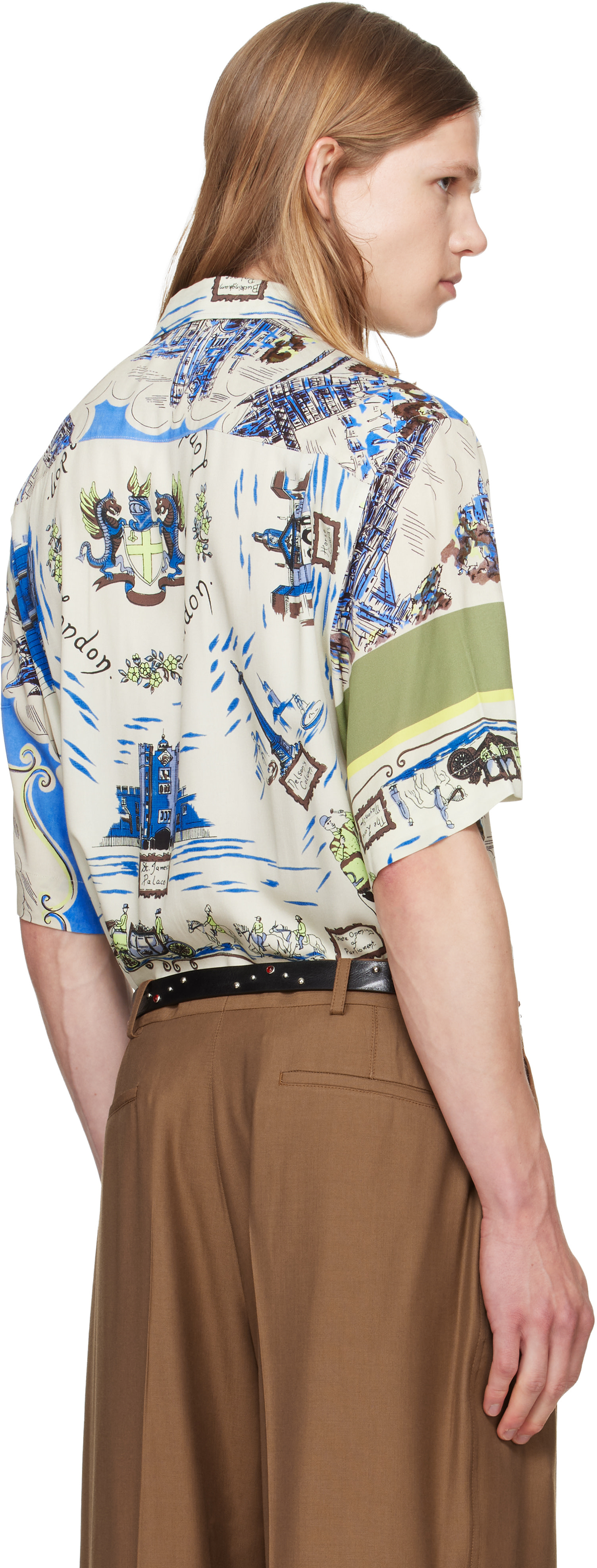 Paul Smith: Multicolor 'London Scarf' Print Viscose Shirt | SSENSE