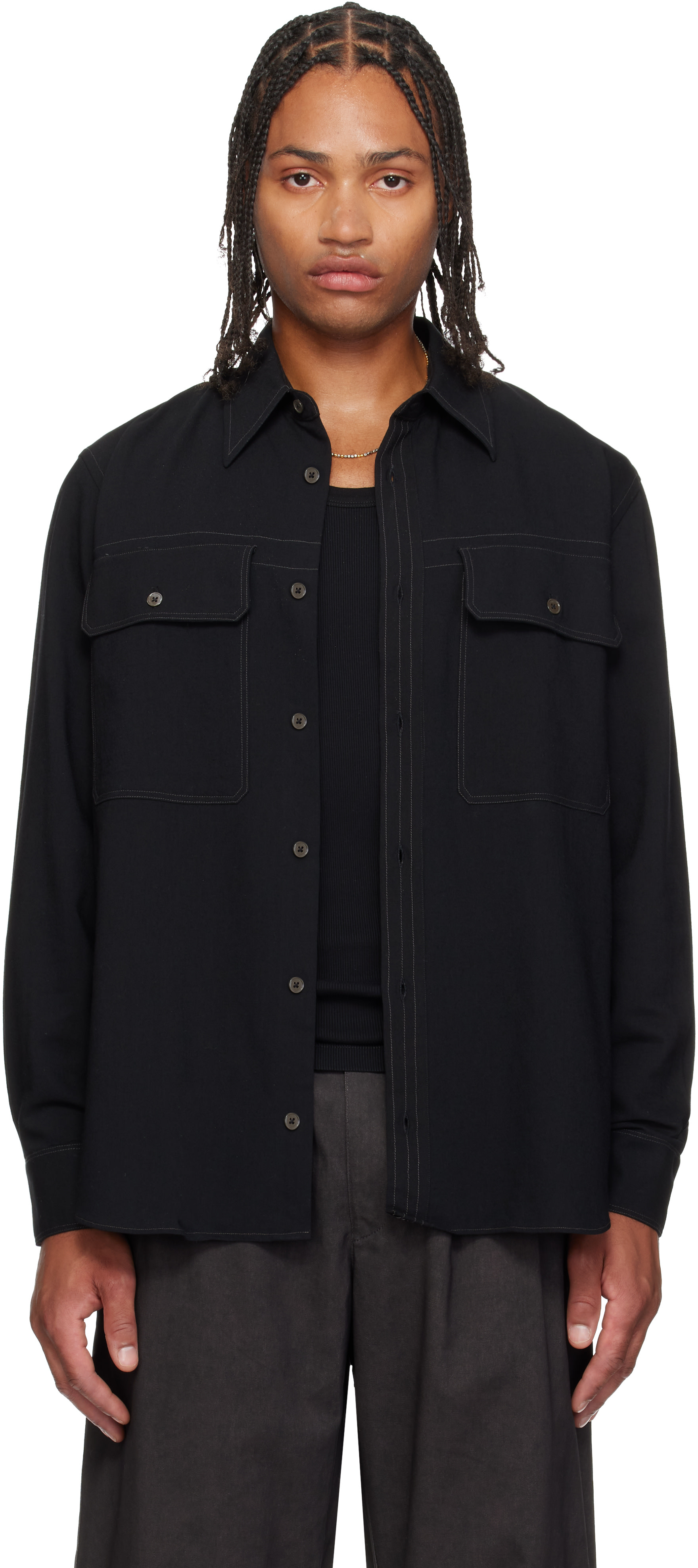 Paul Smith - Black Oversized Viscose-Wool Shirt