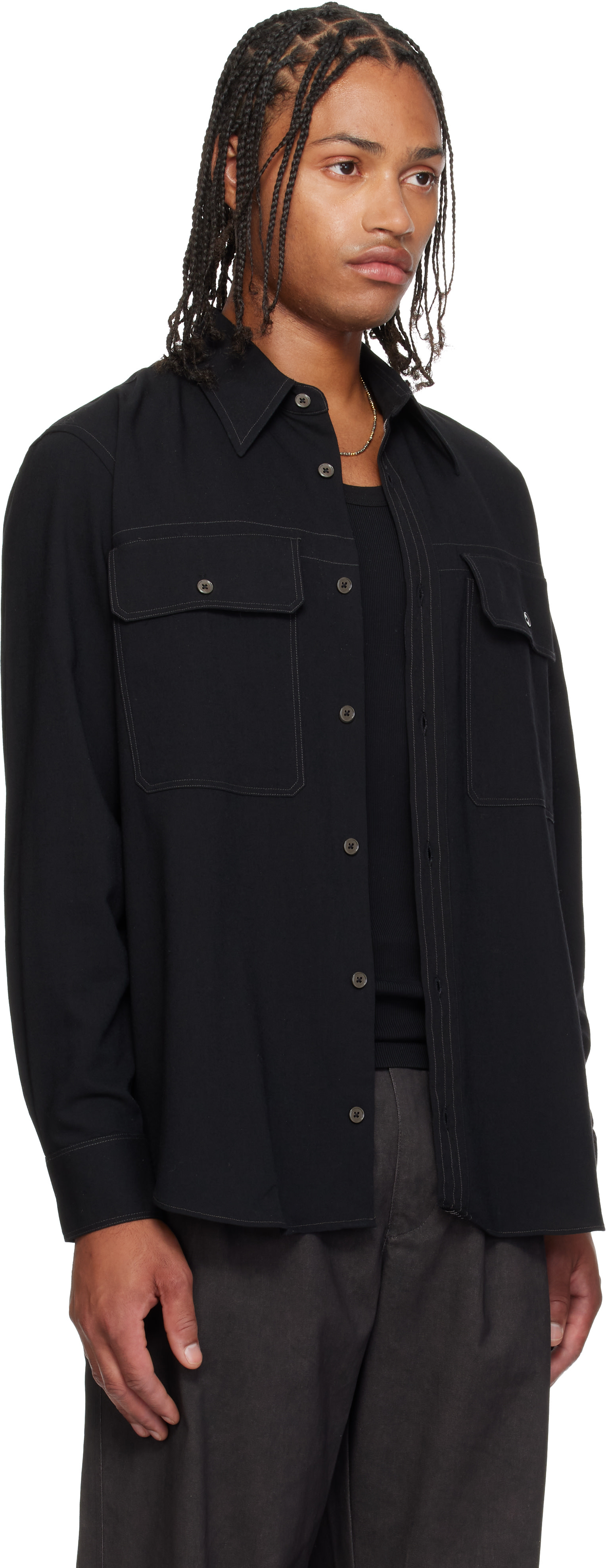 Paul Smith - Black Oversized Viscose-Wool Shirt