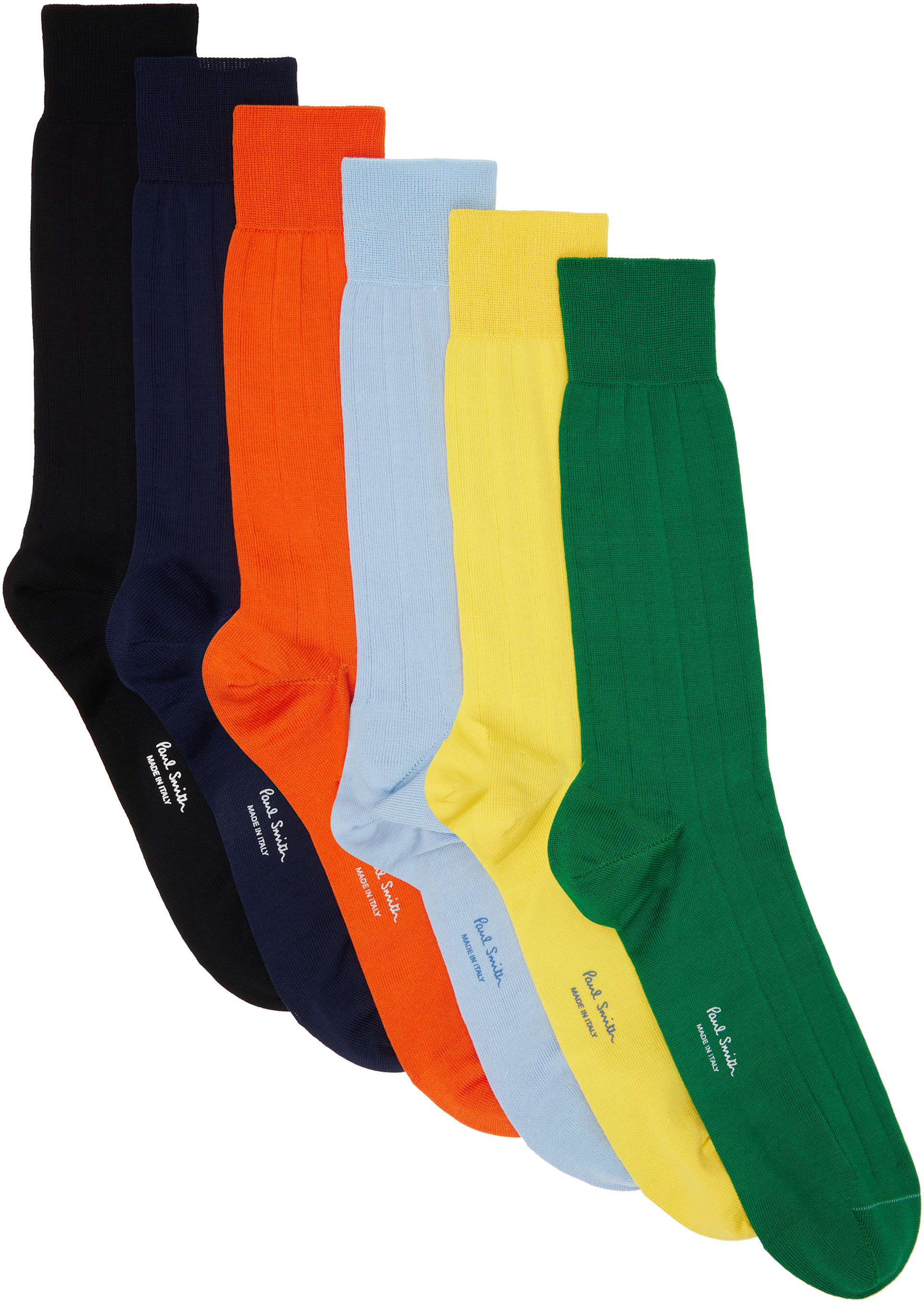 Paul Smith - 六双装多色罗纹中筒袜
