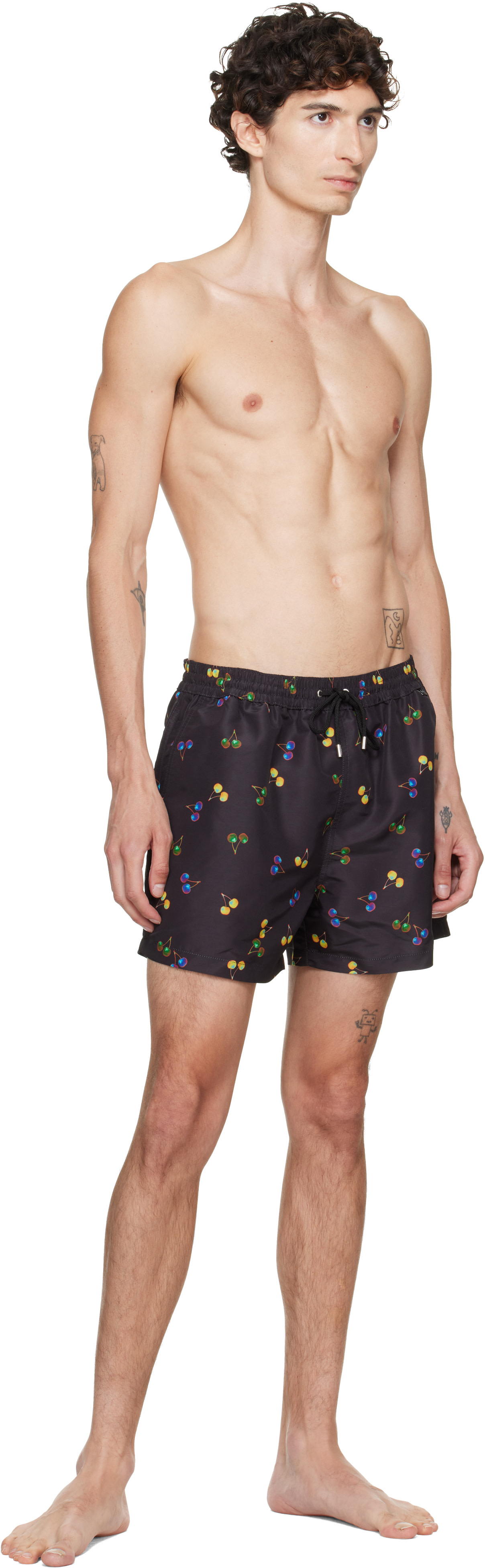 Paul Smith: Black 'Cherries' Swim Shorts | SSENSE