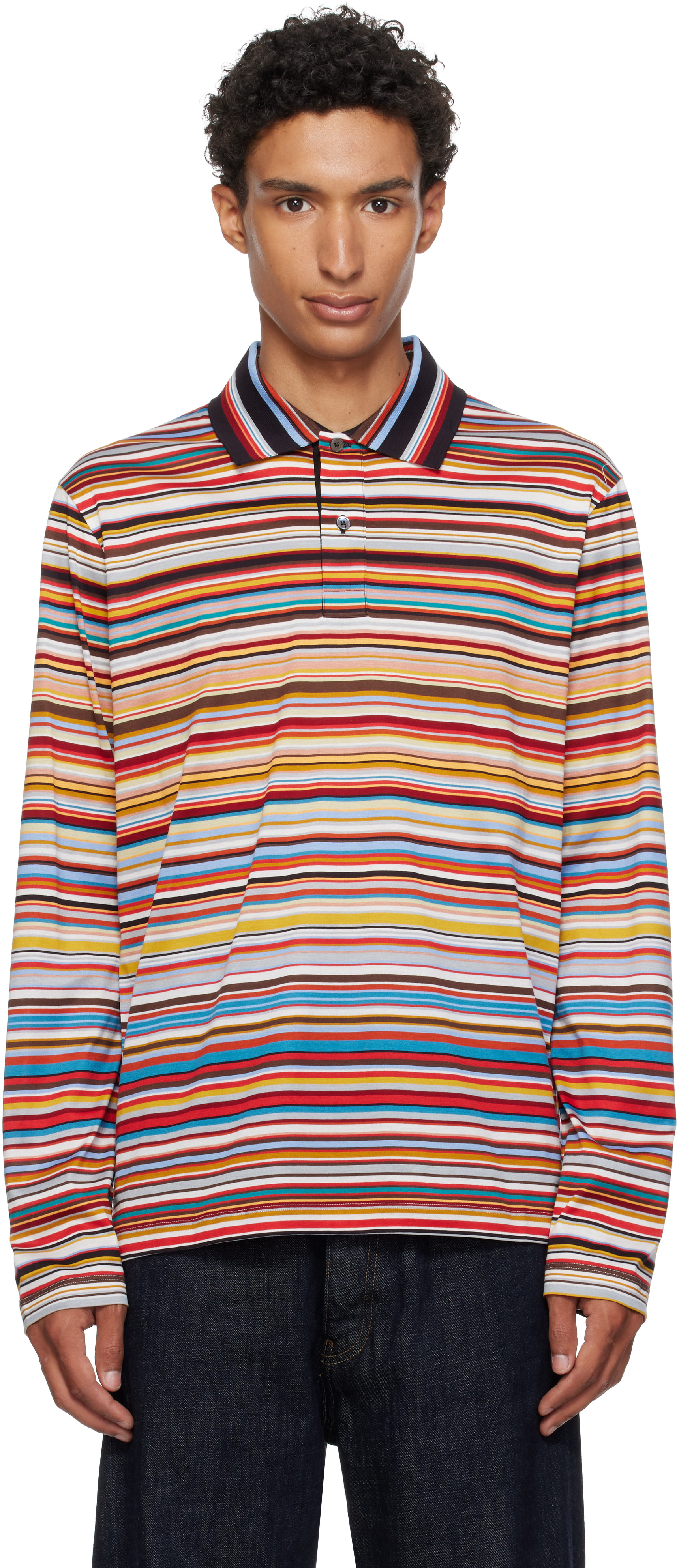 Paul Smith: マルチカラー 'Signature Stripe' 長袖ポロシャツ
