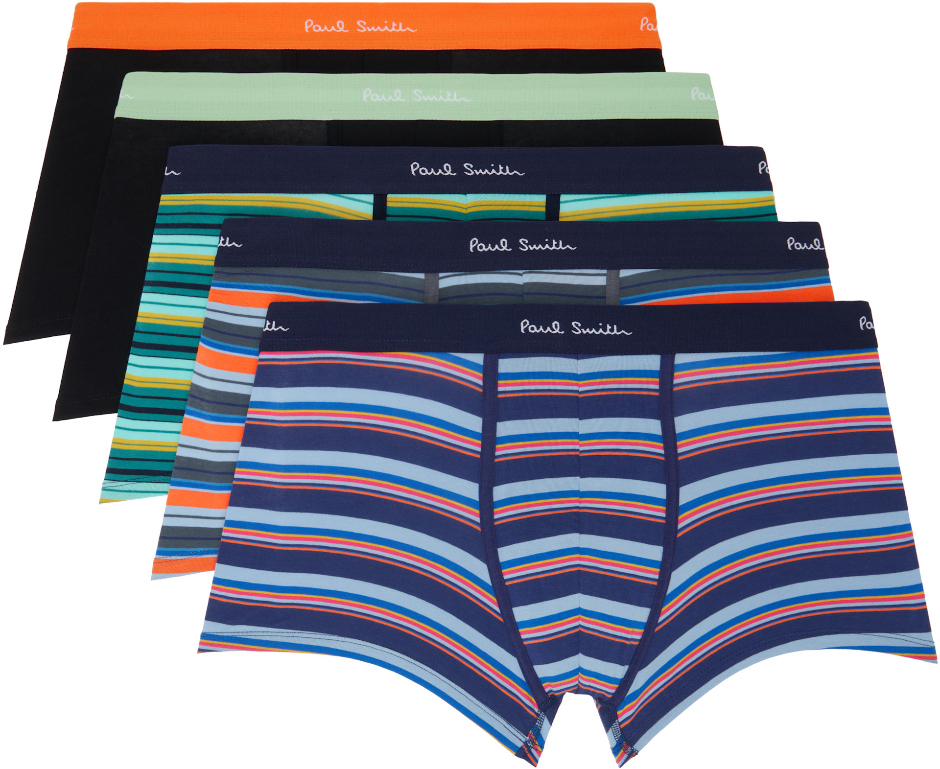 Paul Smith - Five-Pack Multicolor Stripe & Plain Briefs