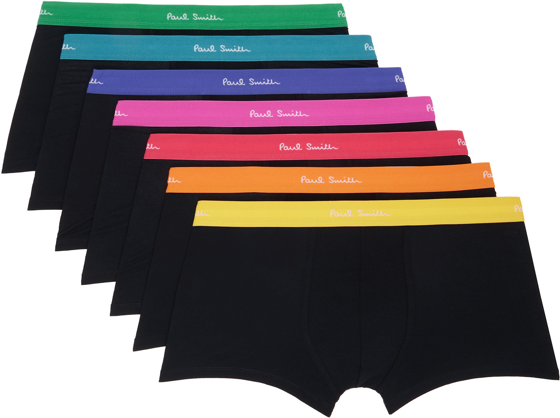 Paul Smith - Seven-Pack Black Organic-Cotton Boxer Briefs