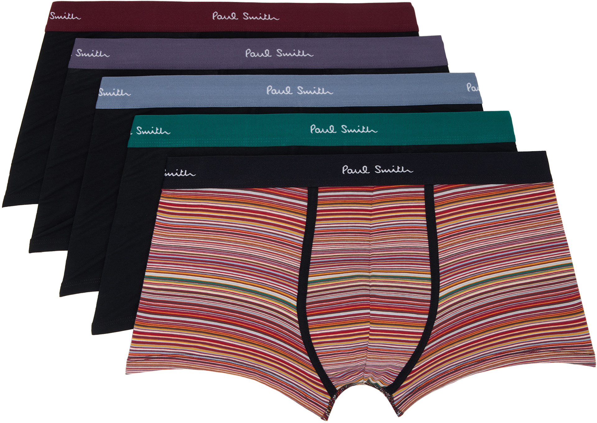 Paul Smith - Five-Pack 'Signature Stripe' Mixed Organic-Cotton Boxer Briefs