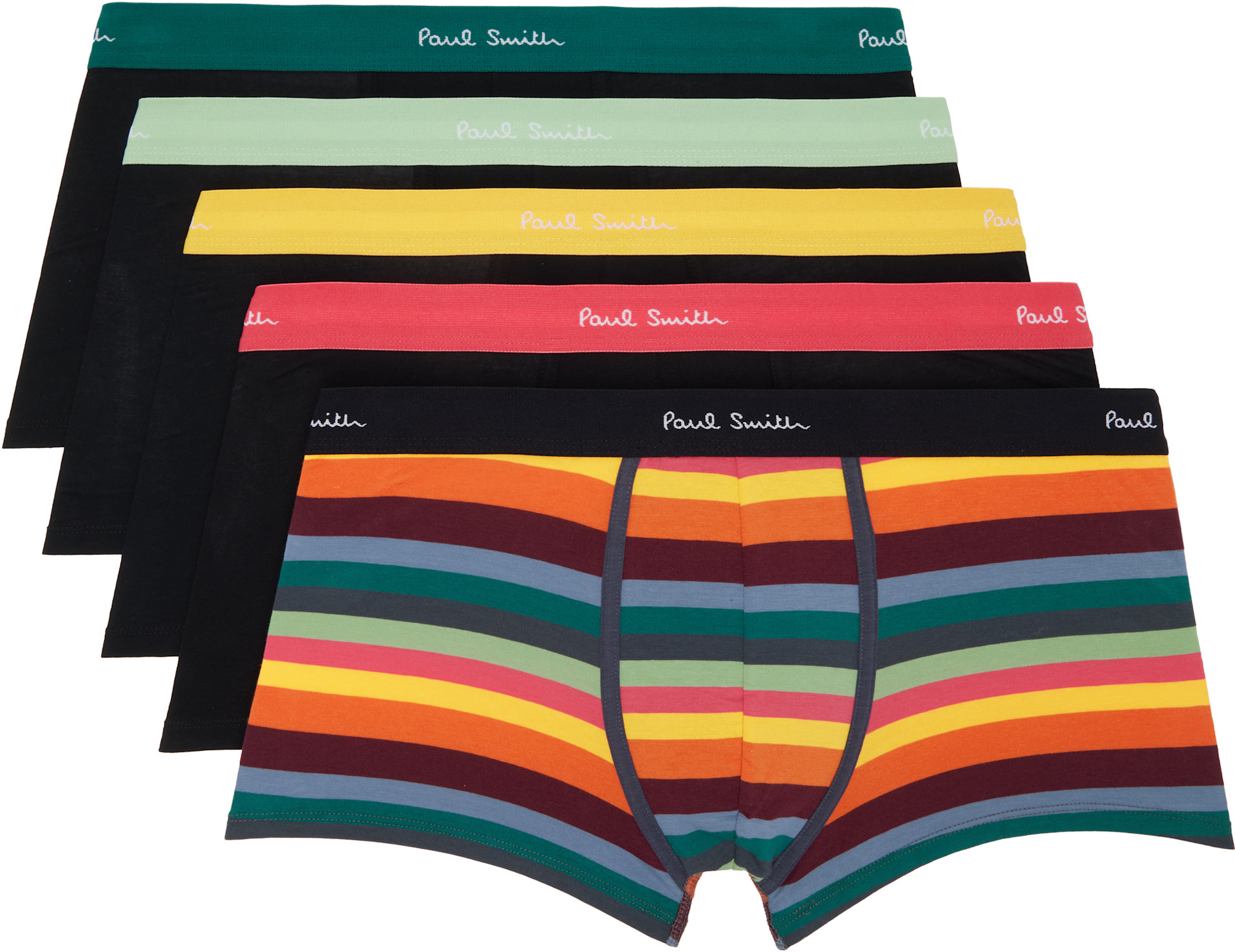 Paul Smith - Five-Pack Multicolor 'Artist Stripe' Organic Boxer Briefs