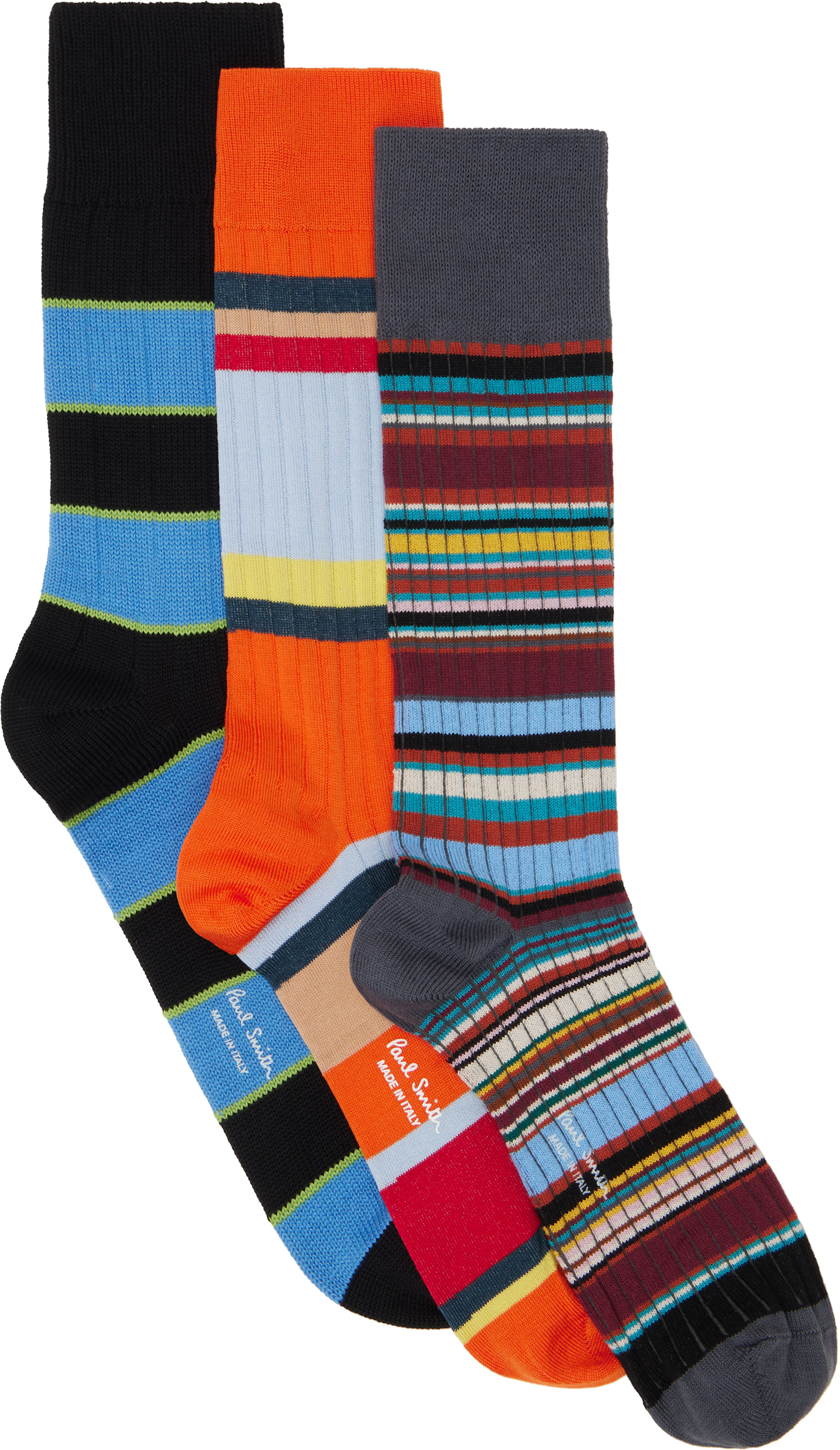 Paul Smith - Three-Pack Multicolor Stripe Mix Socks
