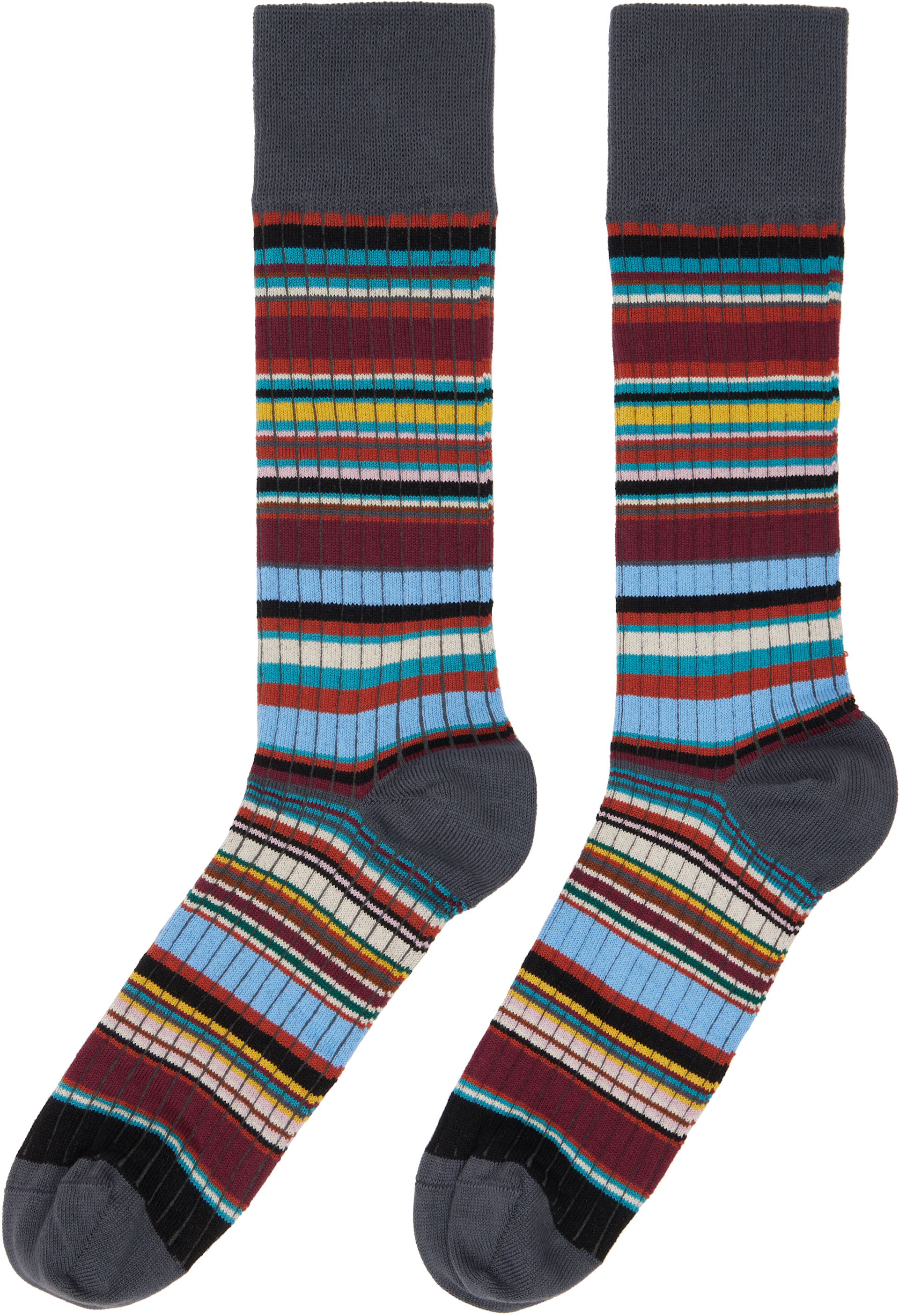 Paul Smith - Three-Pack Multicolor Stripe Mix Socks