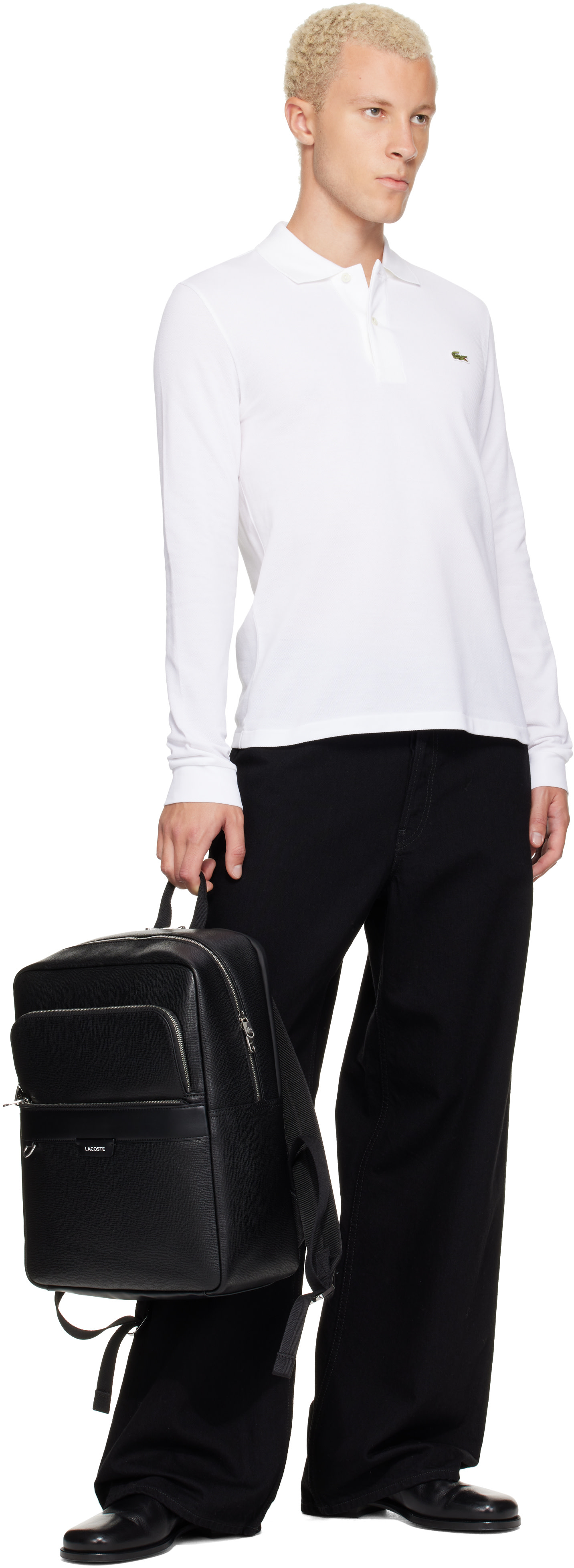 Lacoste - Black Ossian Leather Backpack