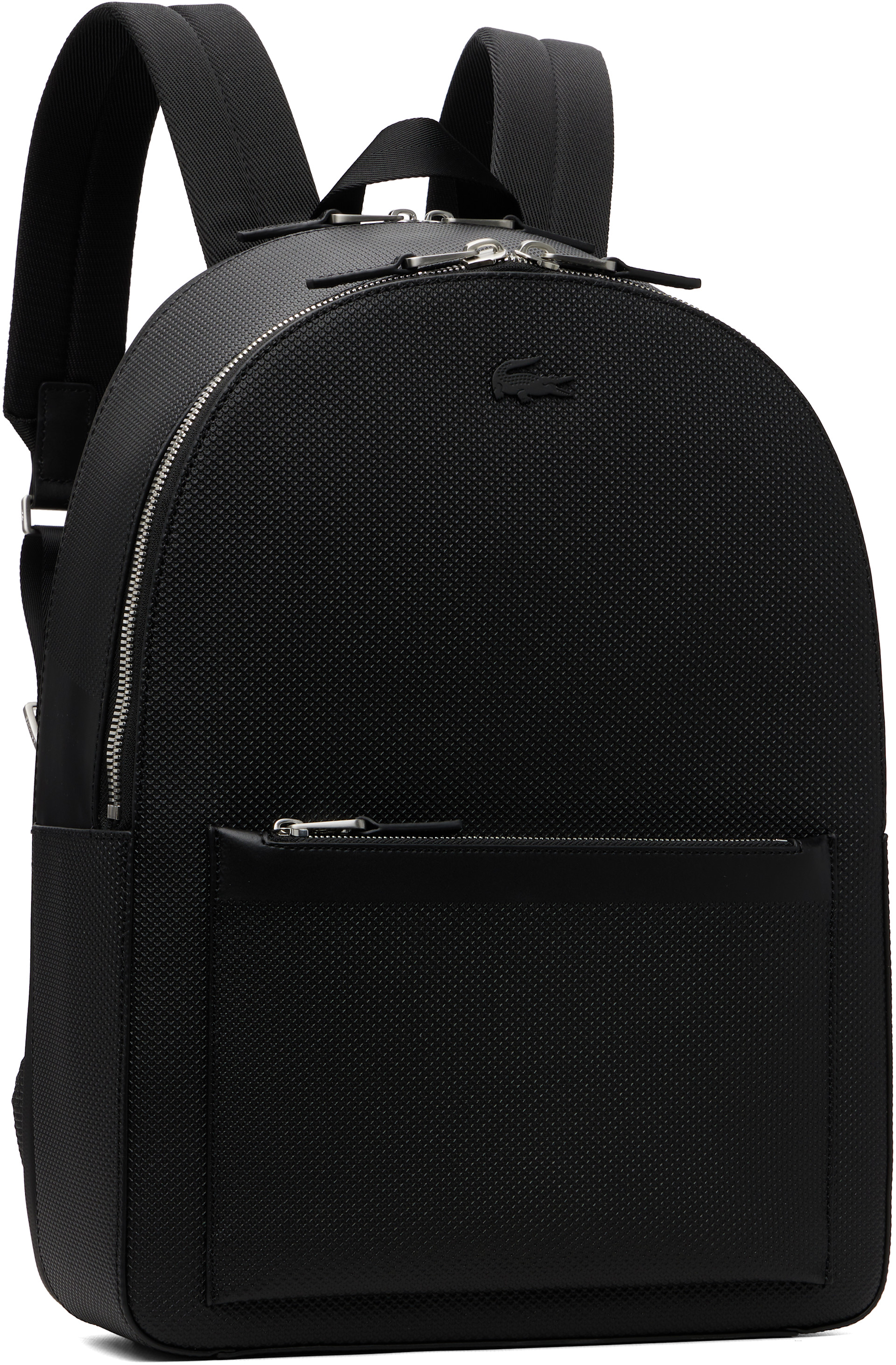 Lacoste - Black Chantaco Piqué Leather Backpack