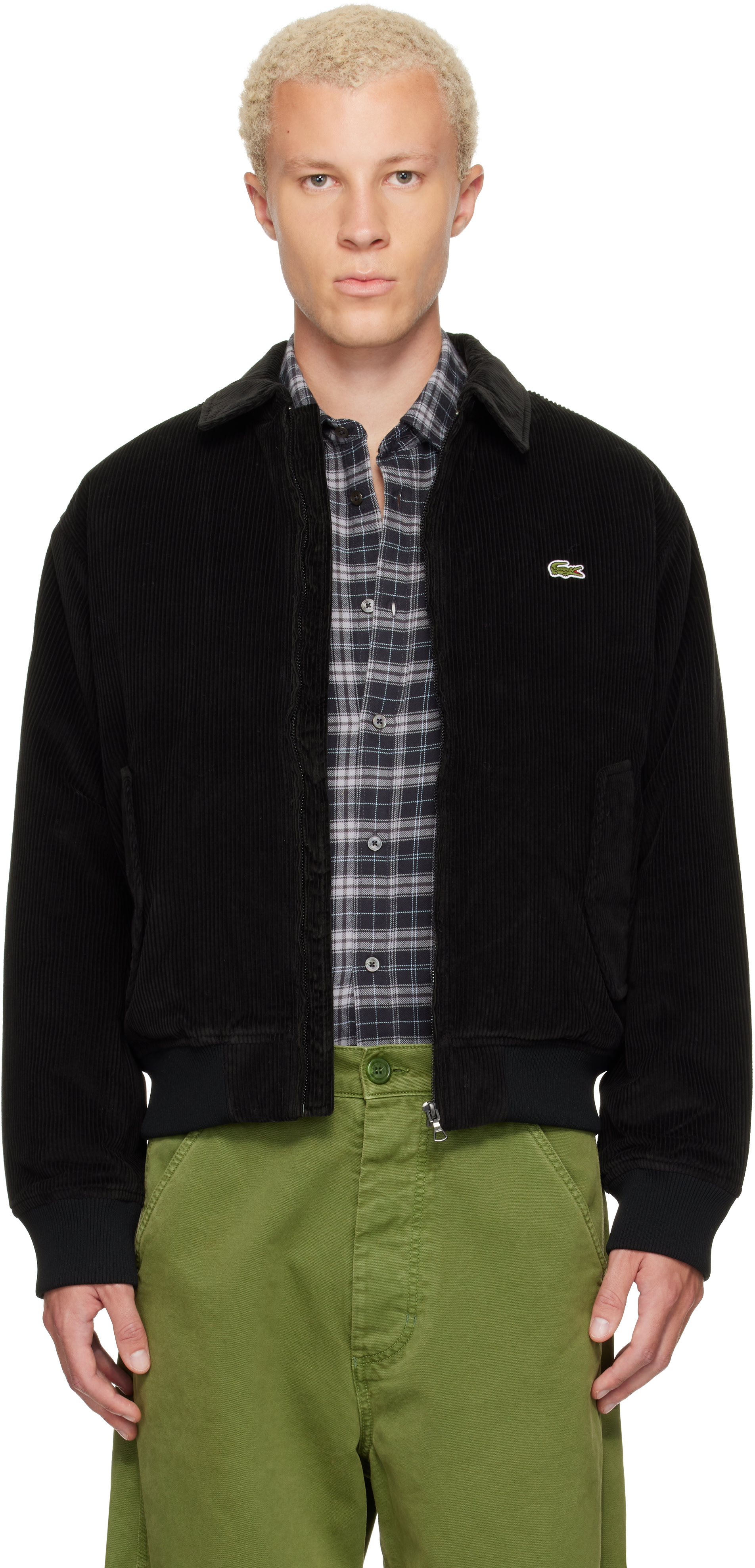 Lacoste - Black Padded Corduroy Bomber Jacket