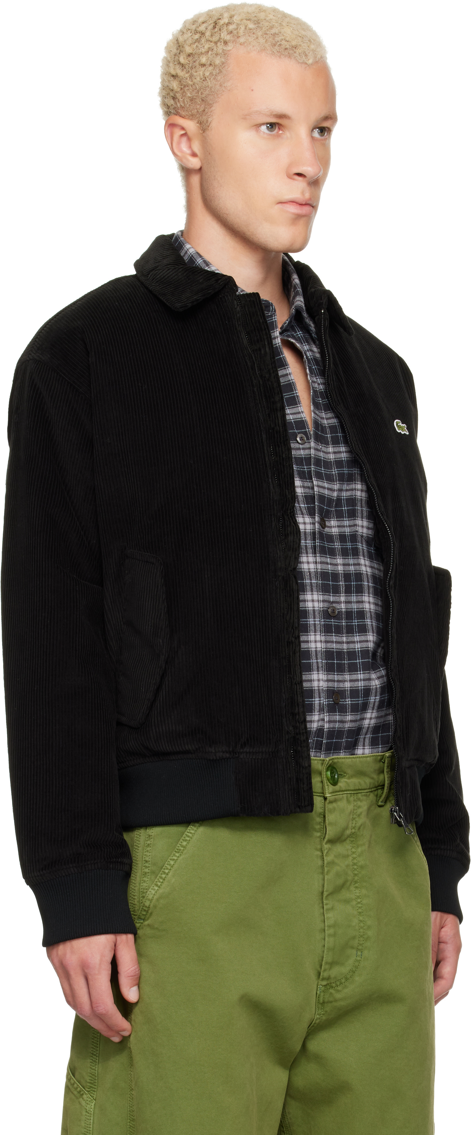 Lacoste - Black Padded Corduroy Bomber Jacket