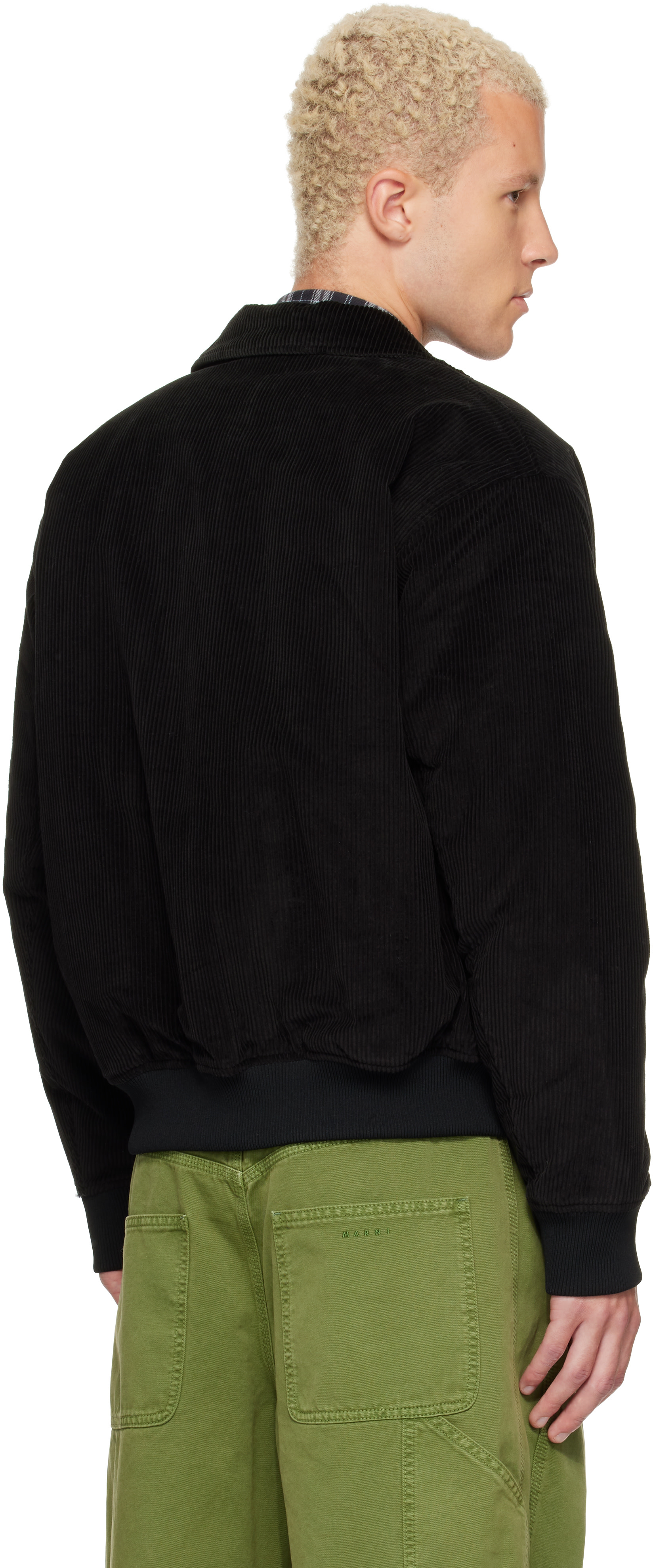 Lacoste - Black Padded Corduroy Bomber Jacket