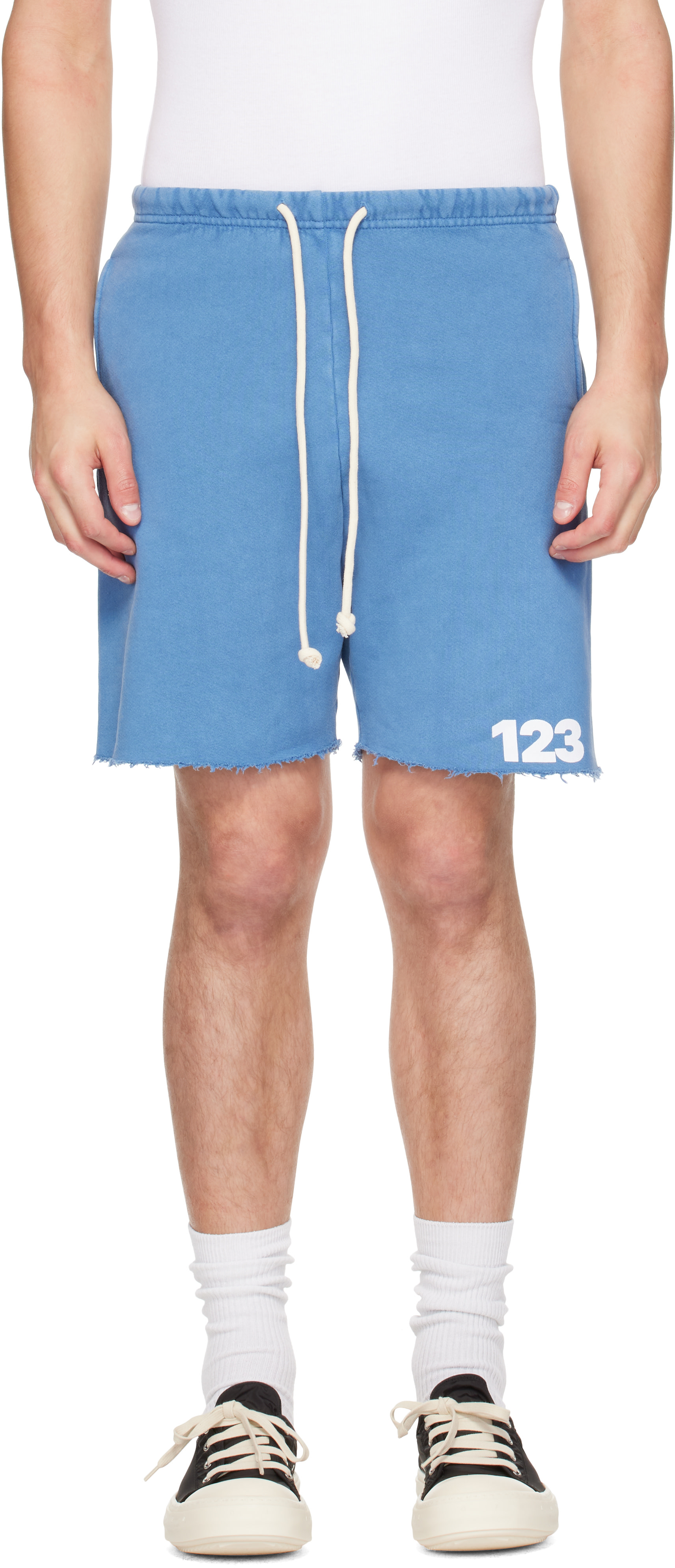 Rivington Roi Rebis: Blue USO '123' Gymbag Shorts | SSENSE