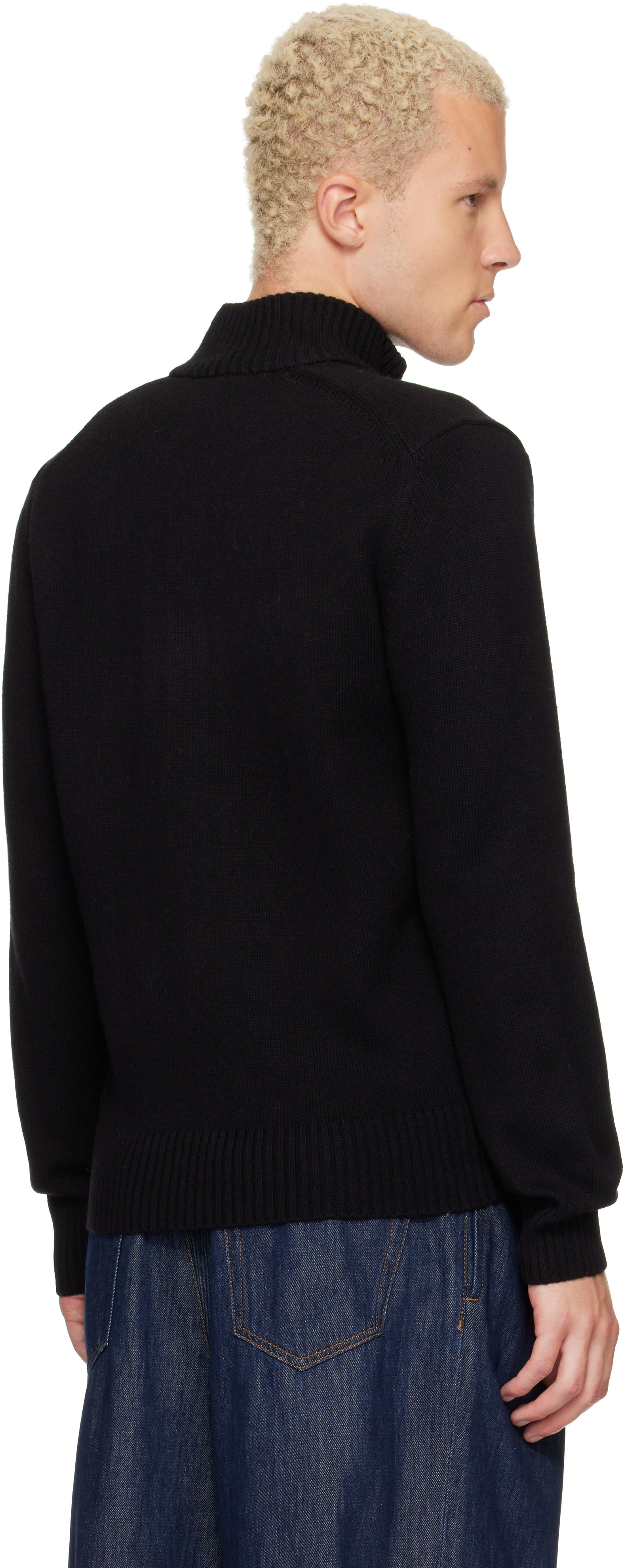 Lacoste - Black Wool Zip-Up Sweater