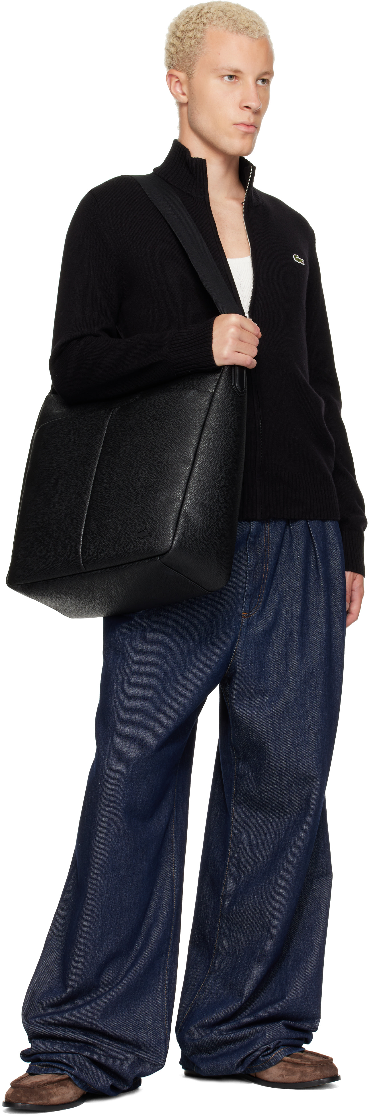 Lacoste - Black Wool Zip-Up Sweater