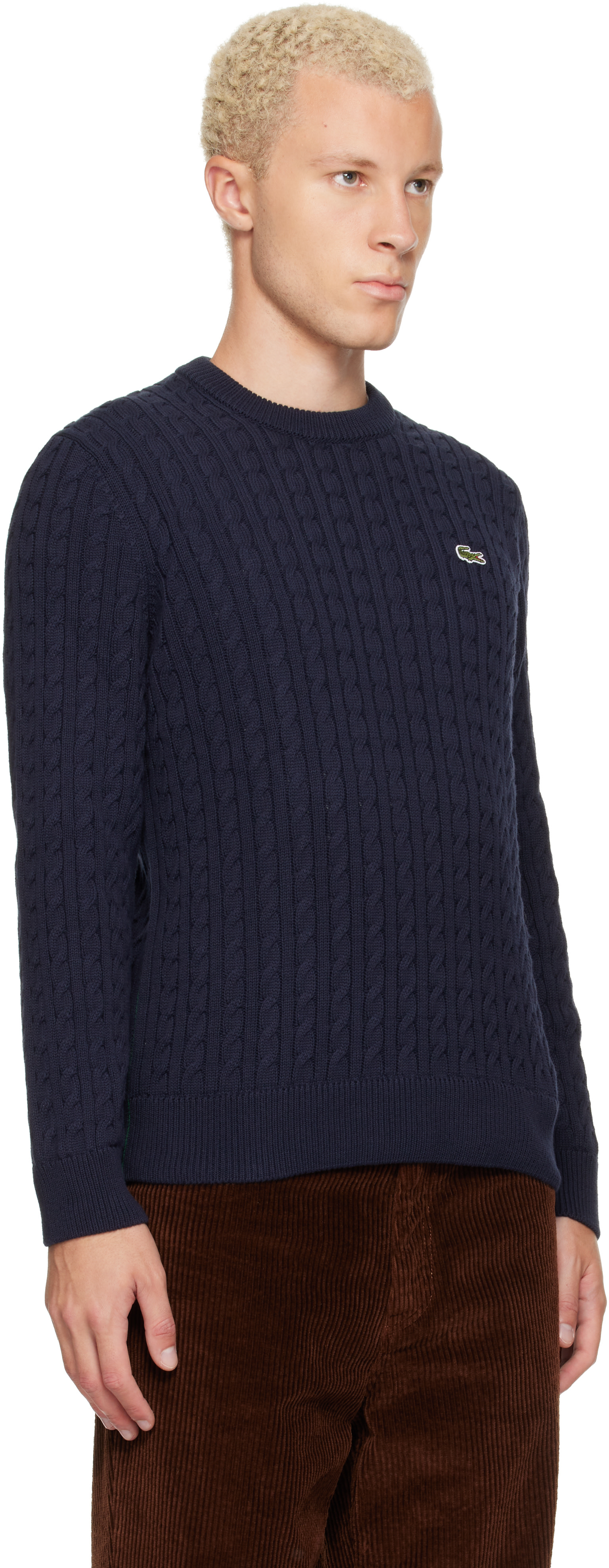 Lacoste - Navy Cable Knit Cotton Sweater