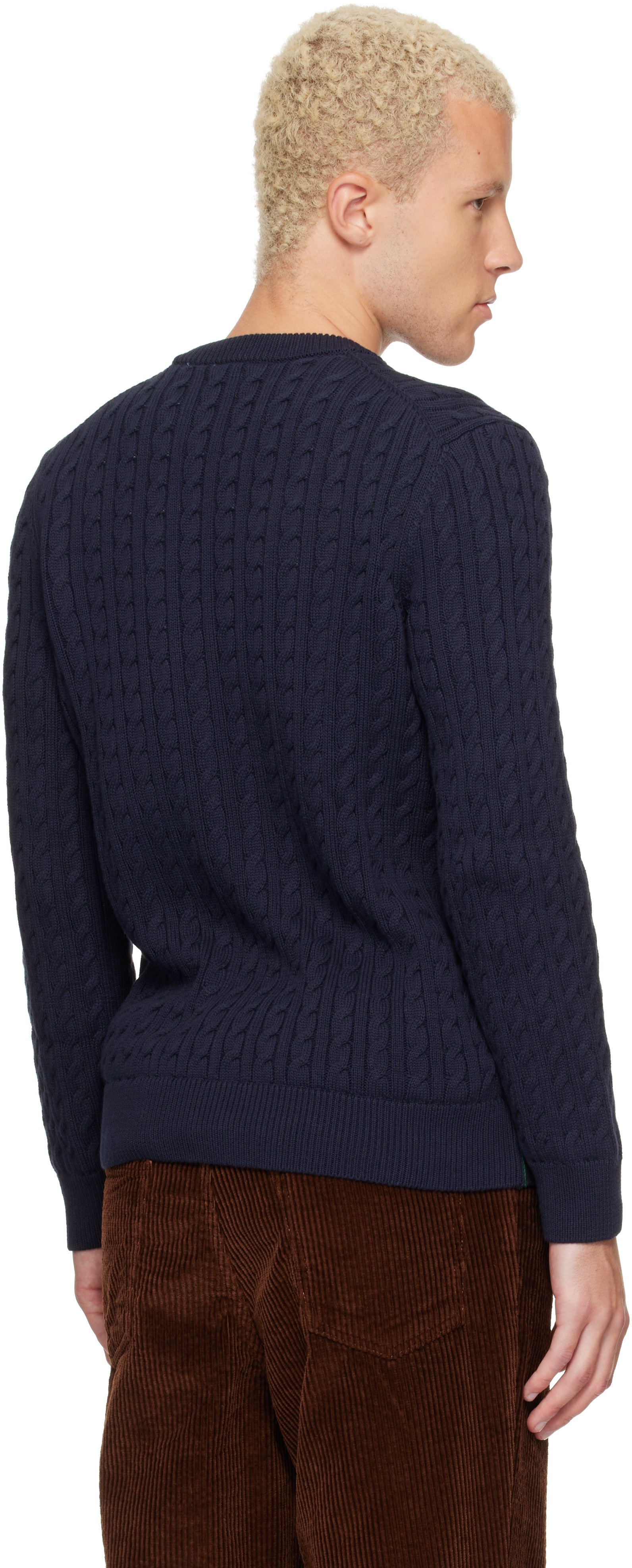 Lacoste - Navy Cable Knit Cotton Sweater