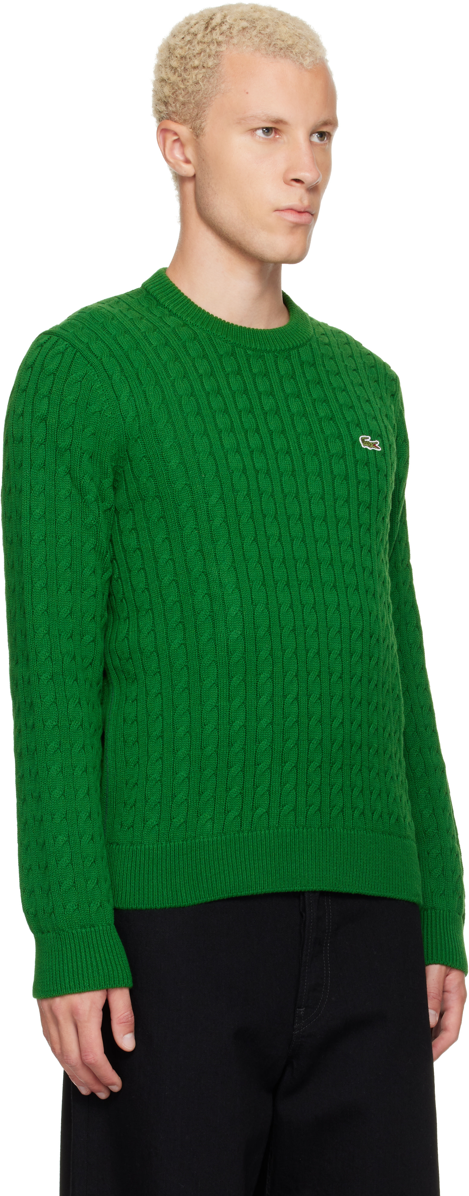 Lacoste - Green Cable Knit Cotton Sweater