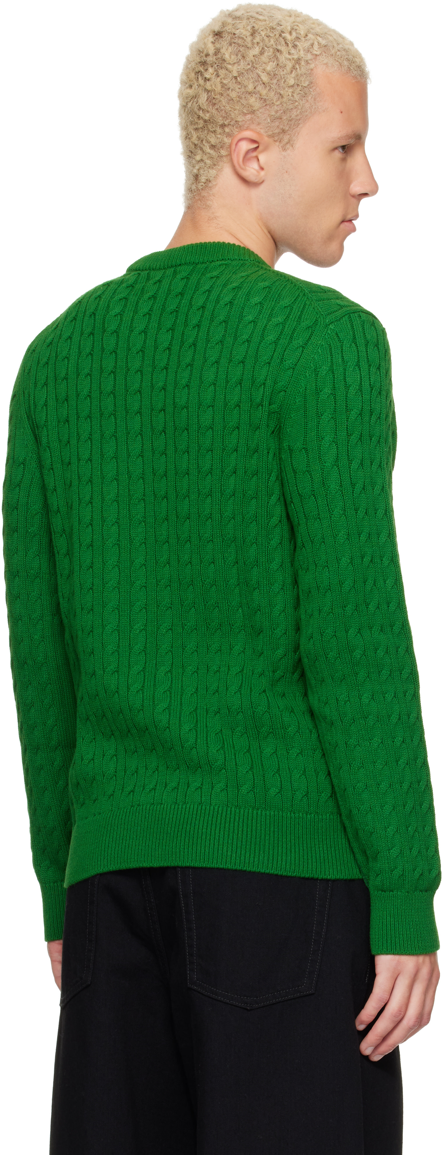 Lacoste - Green Cable Knit Cotton Sweater