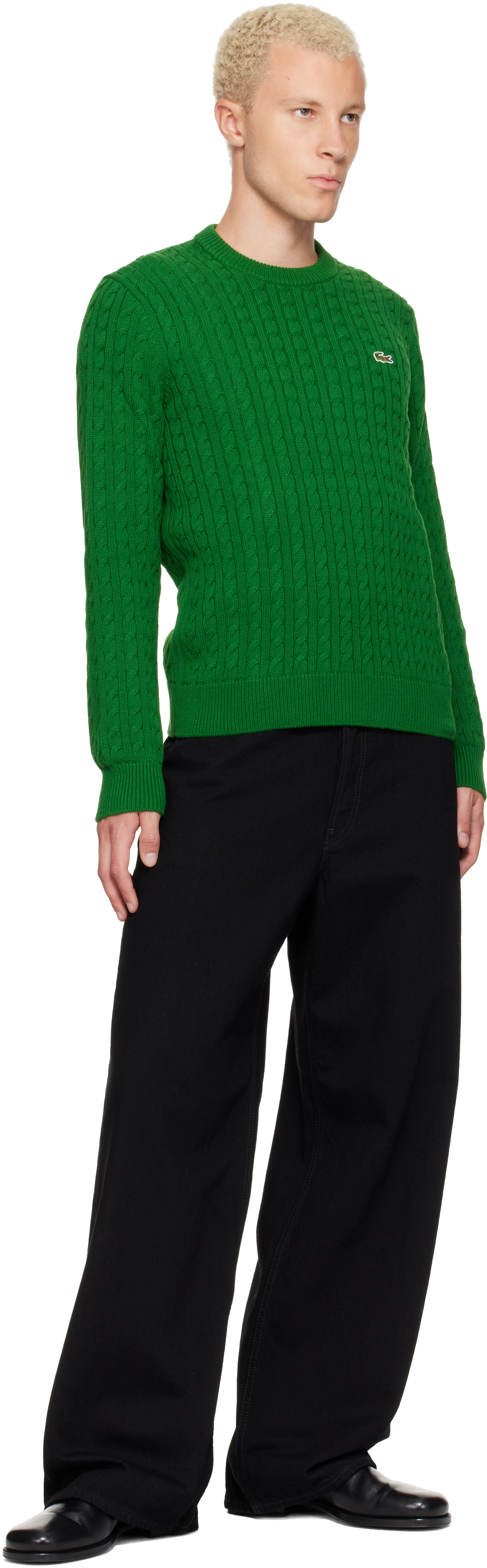 Lacoste - Green Cable Knit Cotton Sweater