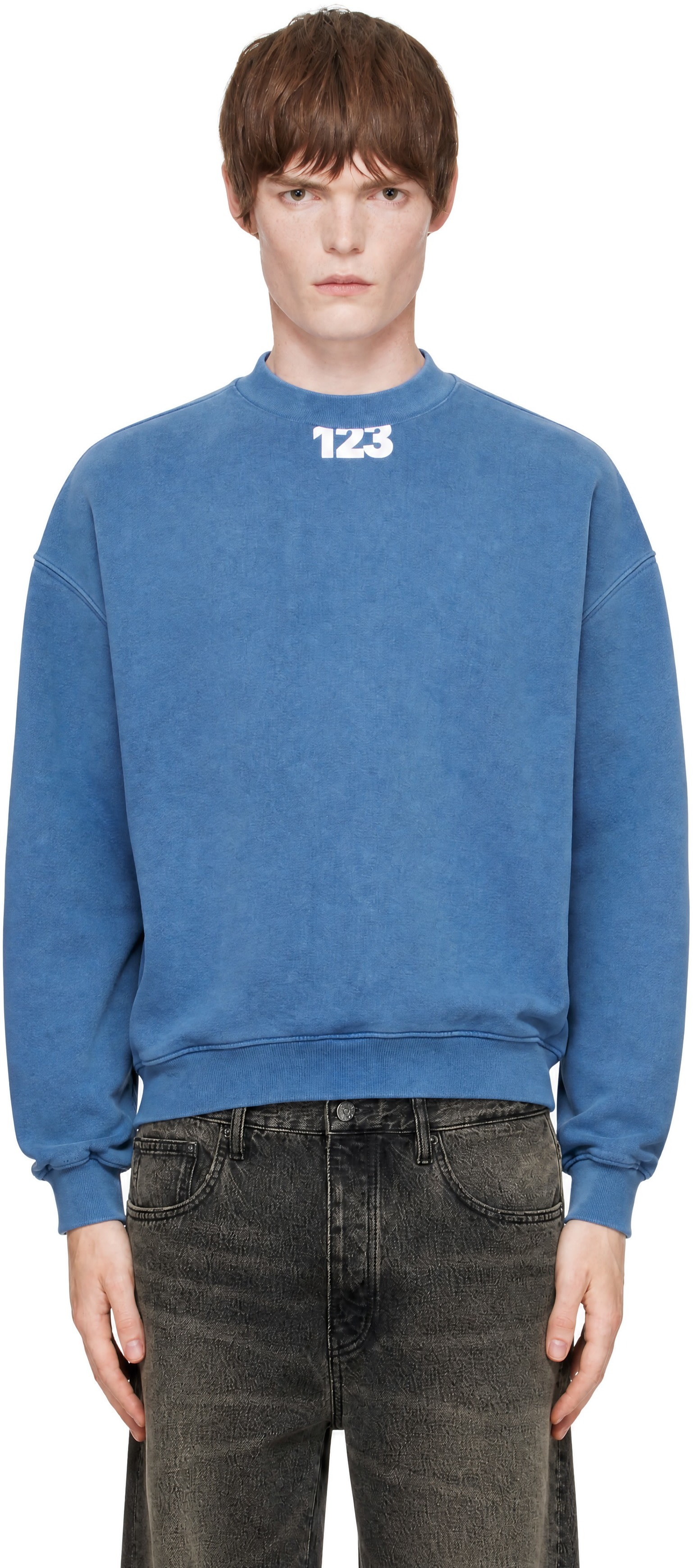 RIVINGTON roi Rebis トレーナー Rivington Roi Rebis: Blue USO '123' CVA Crewneck Sweatshirt | SSENSE