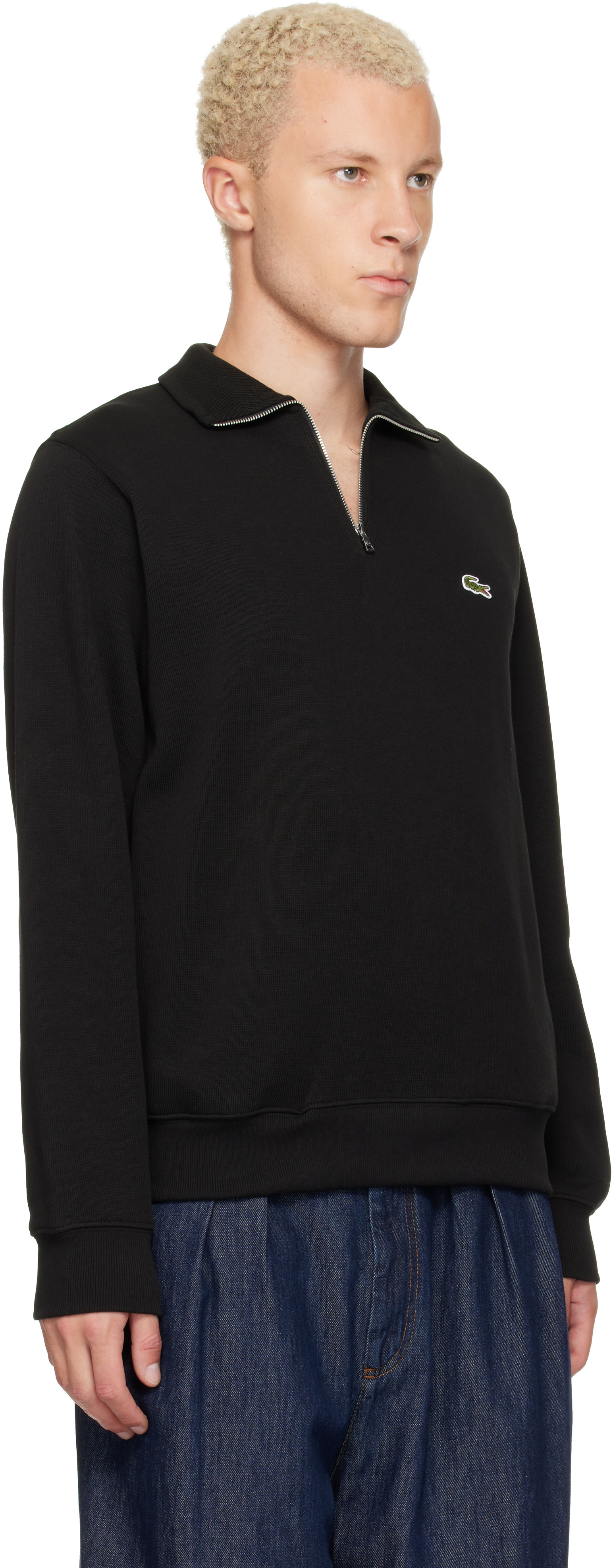 Lacoste - ブラック ハイネック ハーフジップ スウェットシャツ