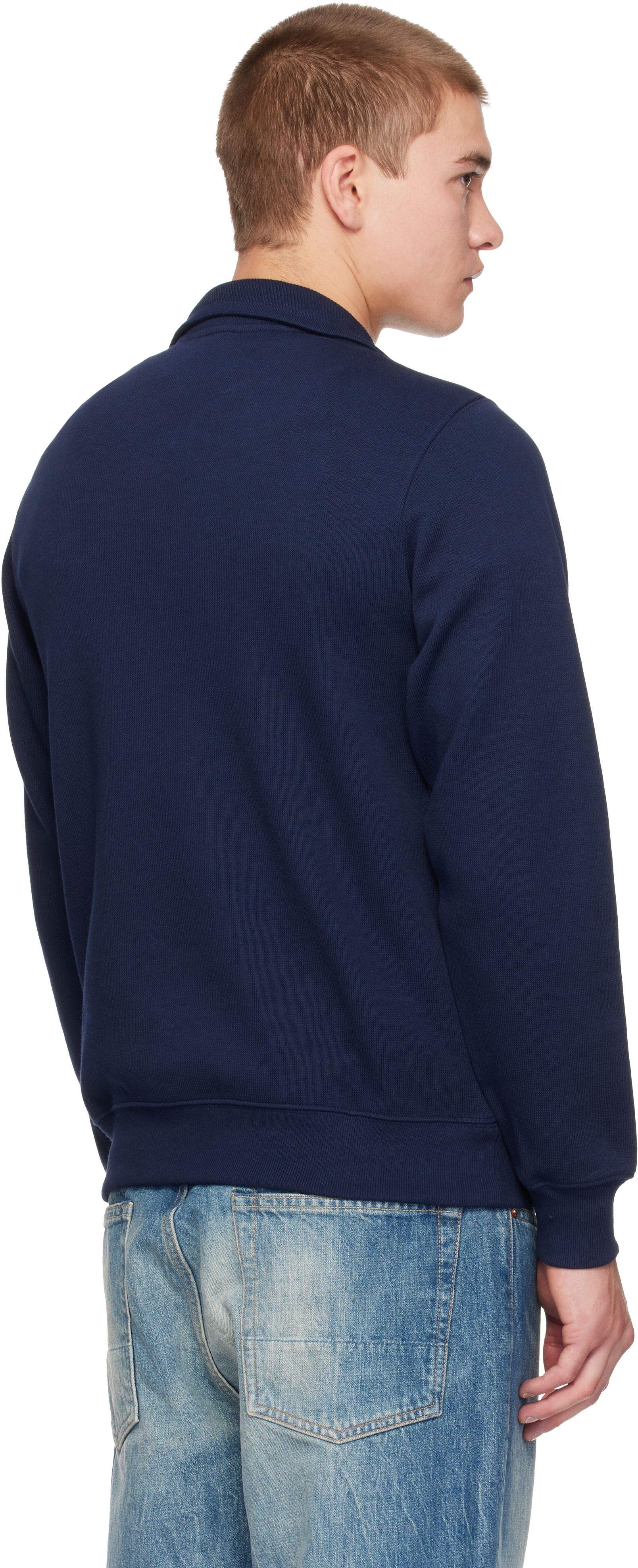 Lacoste - Navy Zip-Up High Neck Interlock Sweatshirt