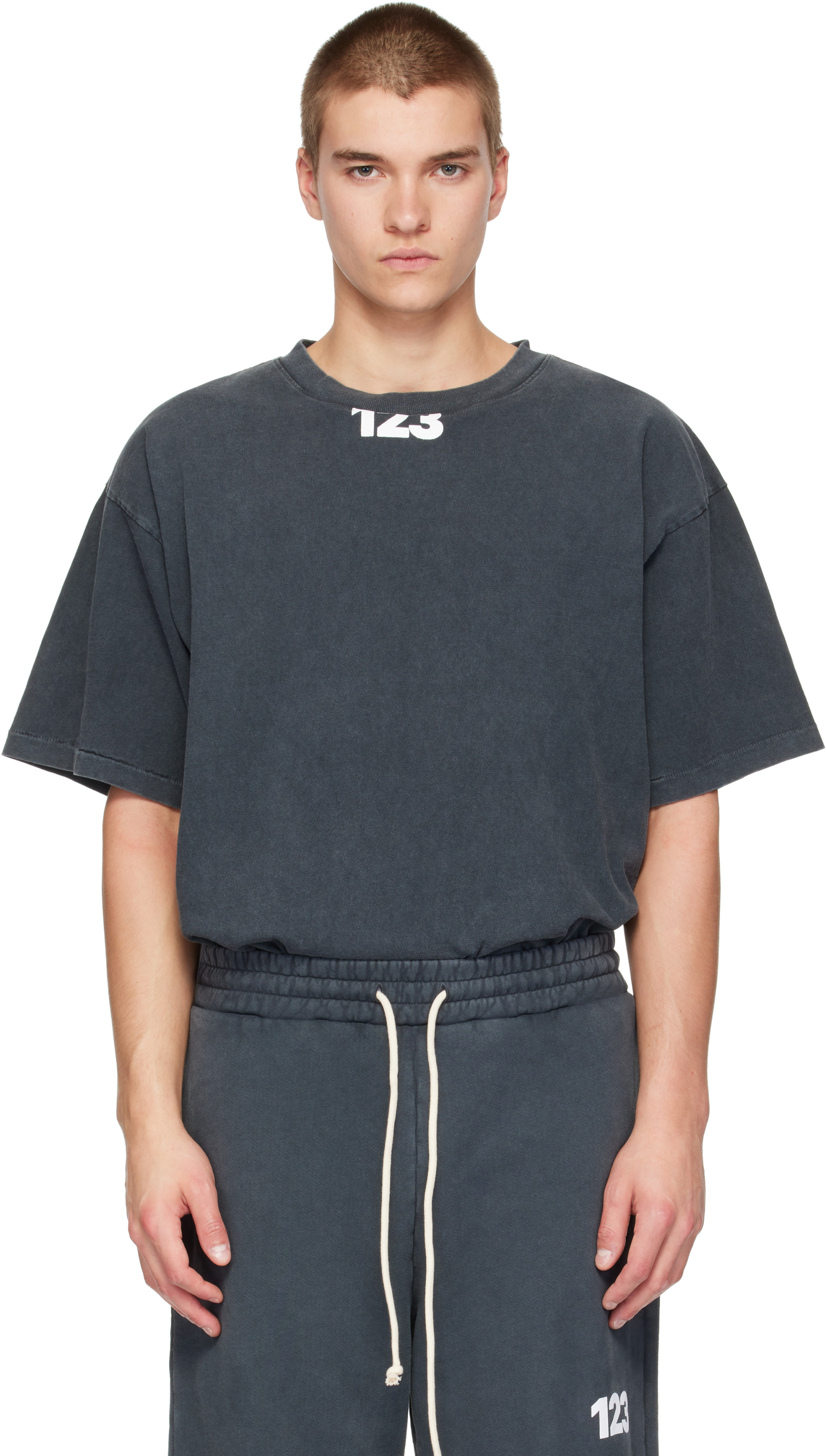 Rivington Roi Rebis: Gray USO '123' T-shirt | SSENSE
