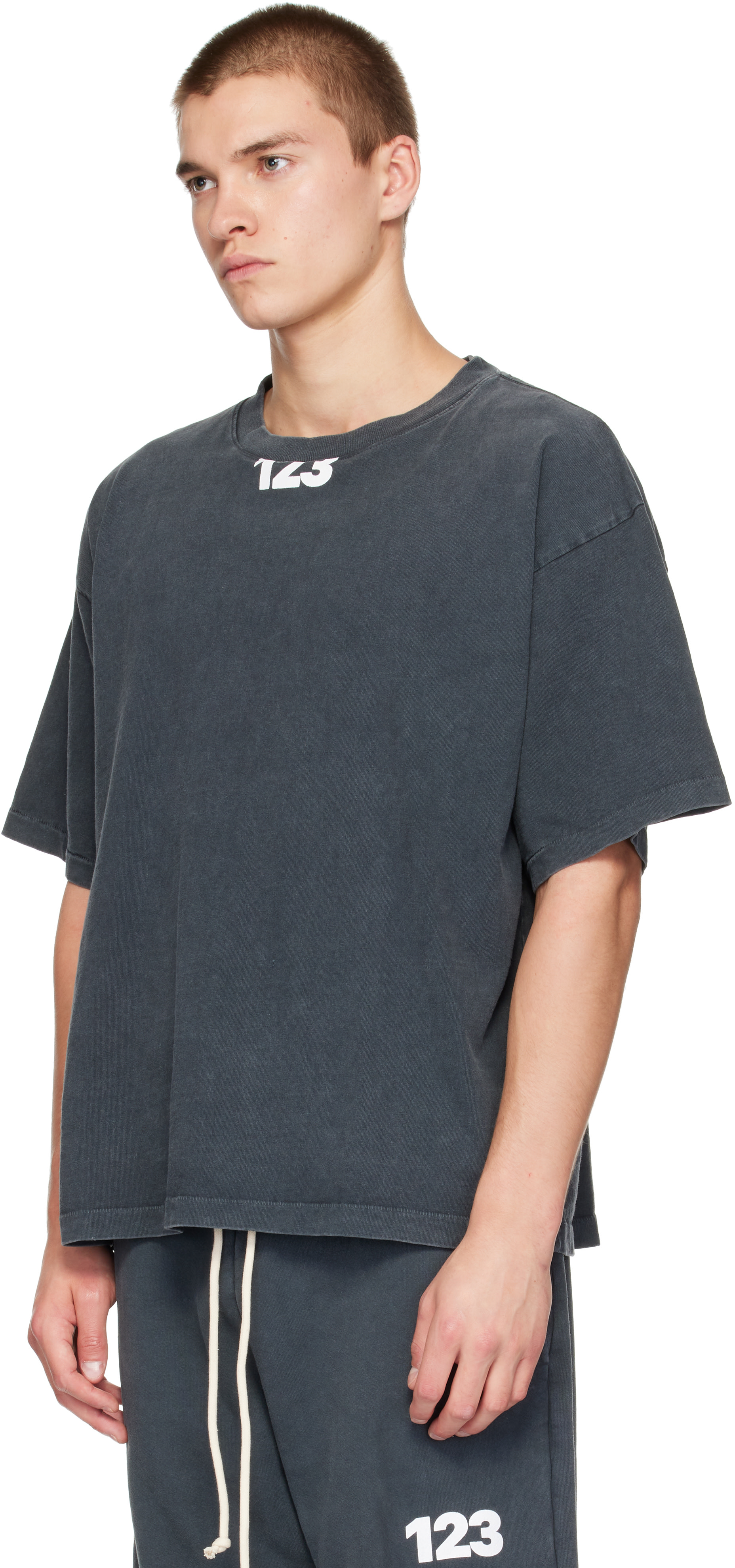 Rivington Roi Rebis: Gray USO '123' T-shirt | SSENSE