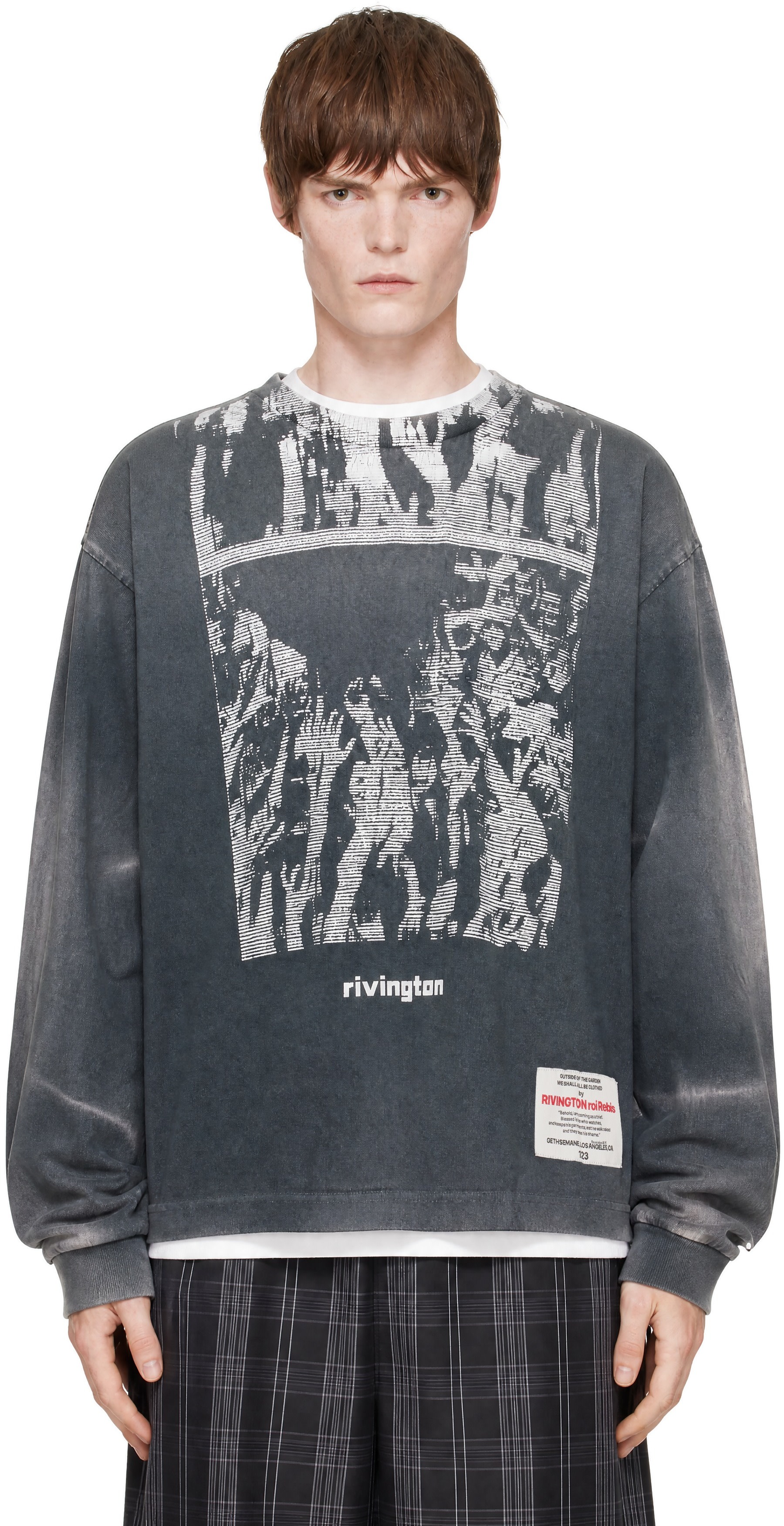 トップス RIVINGTON roi Rebis Rivington Roi Rebis: Gray Worship Vintage Long Sleeve T-shirt | SSENSE