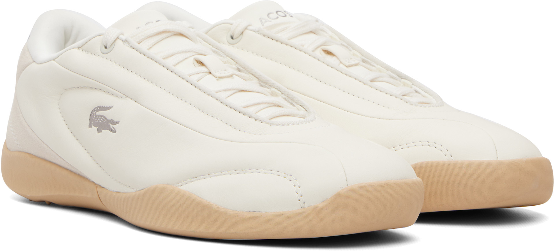 Lacoste - Baskets Protect beiges en cuir